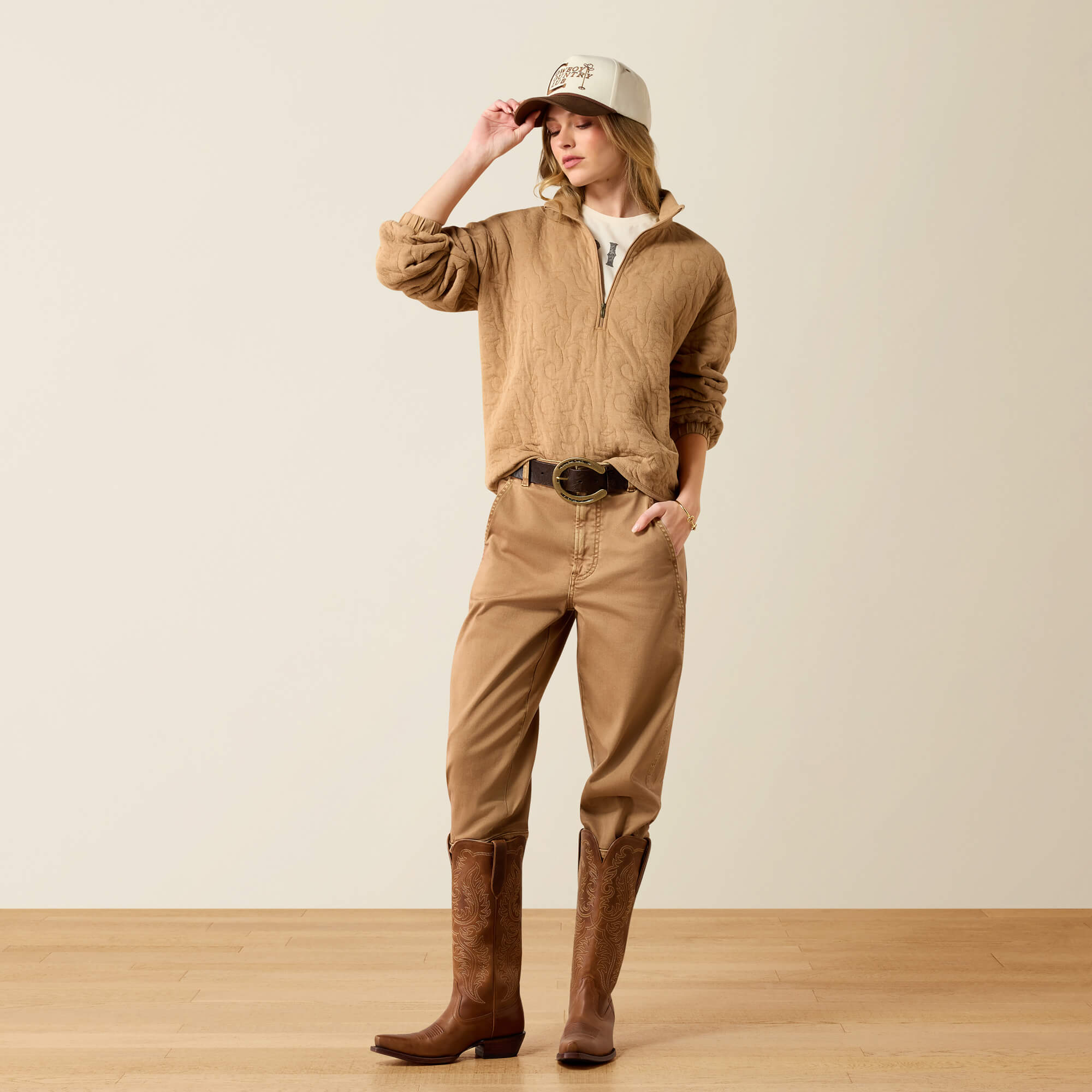 Boot Stitch 1/2 Zip Pullover Full - TIGER'S EYE