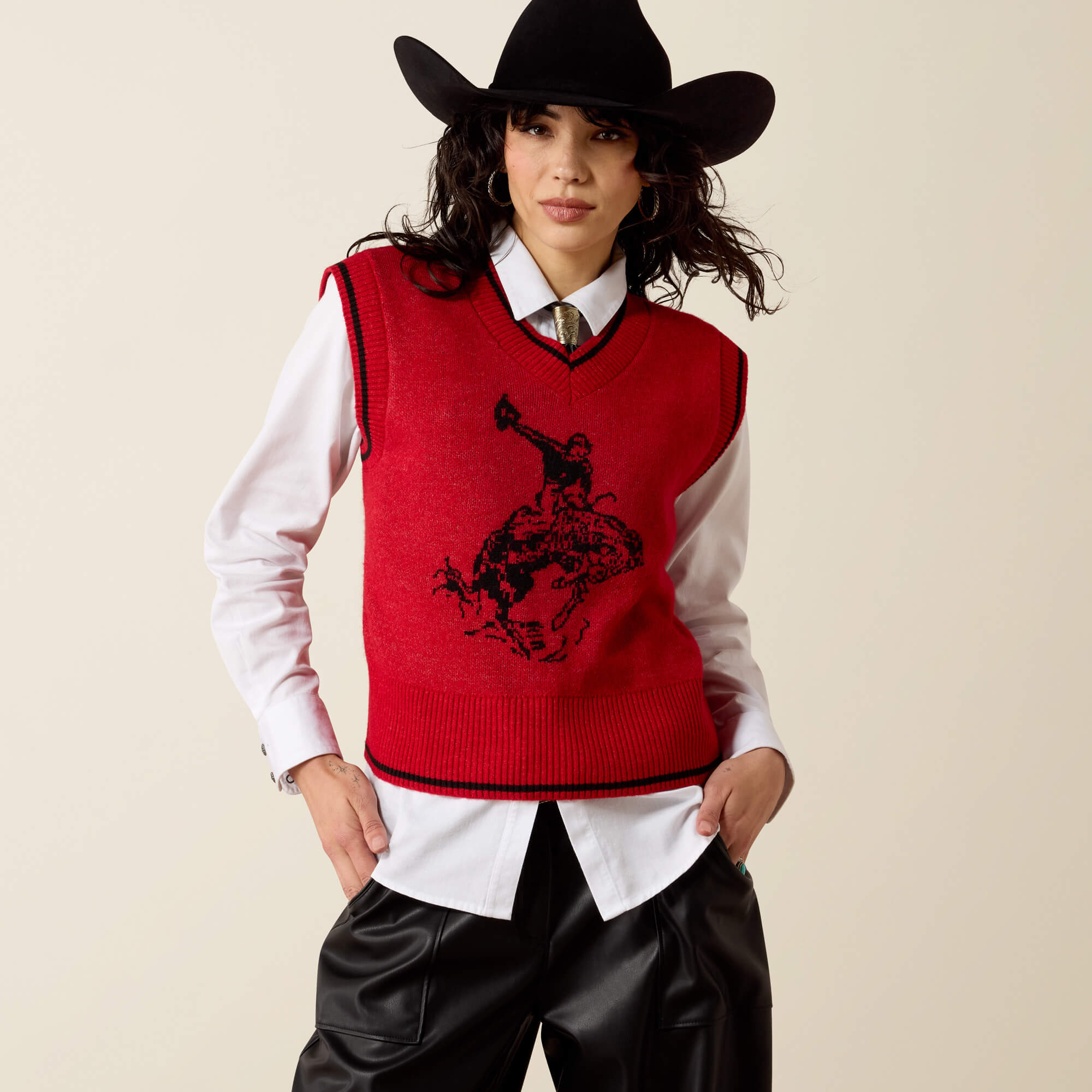 Taylor Sweater Vest Front - SAVVY RED