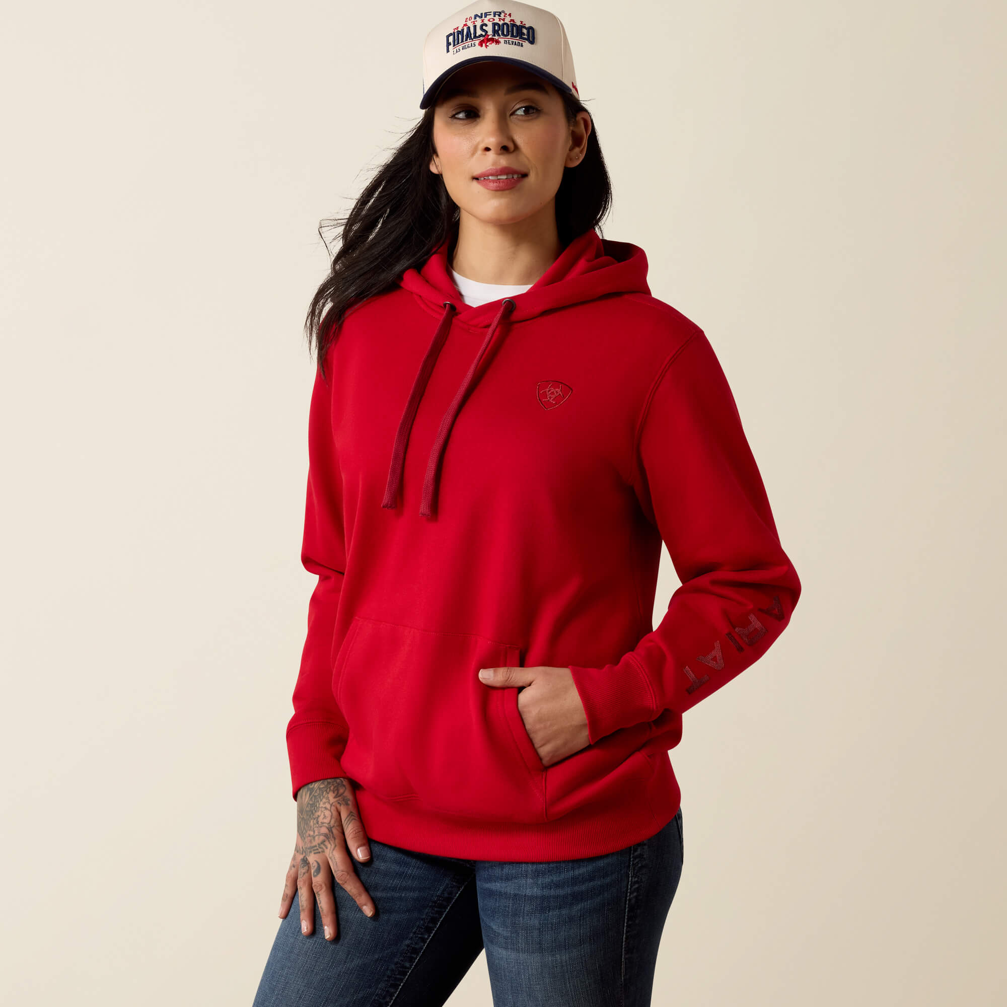 Ariat Logo 2.0 Hoodie Front - SAVVY RED