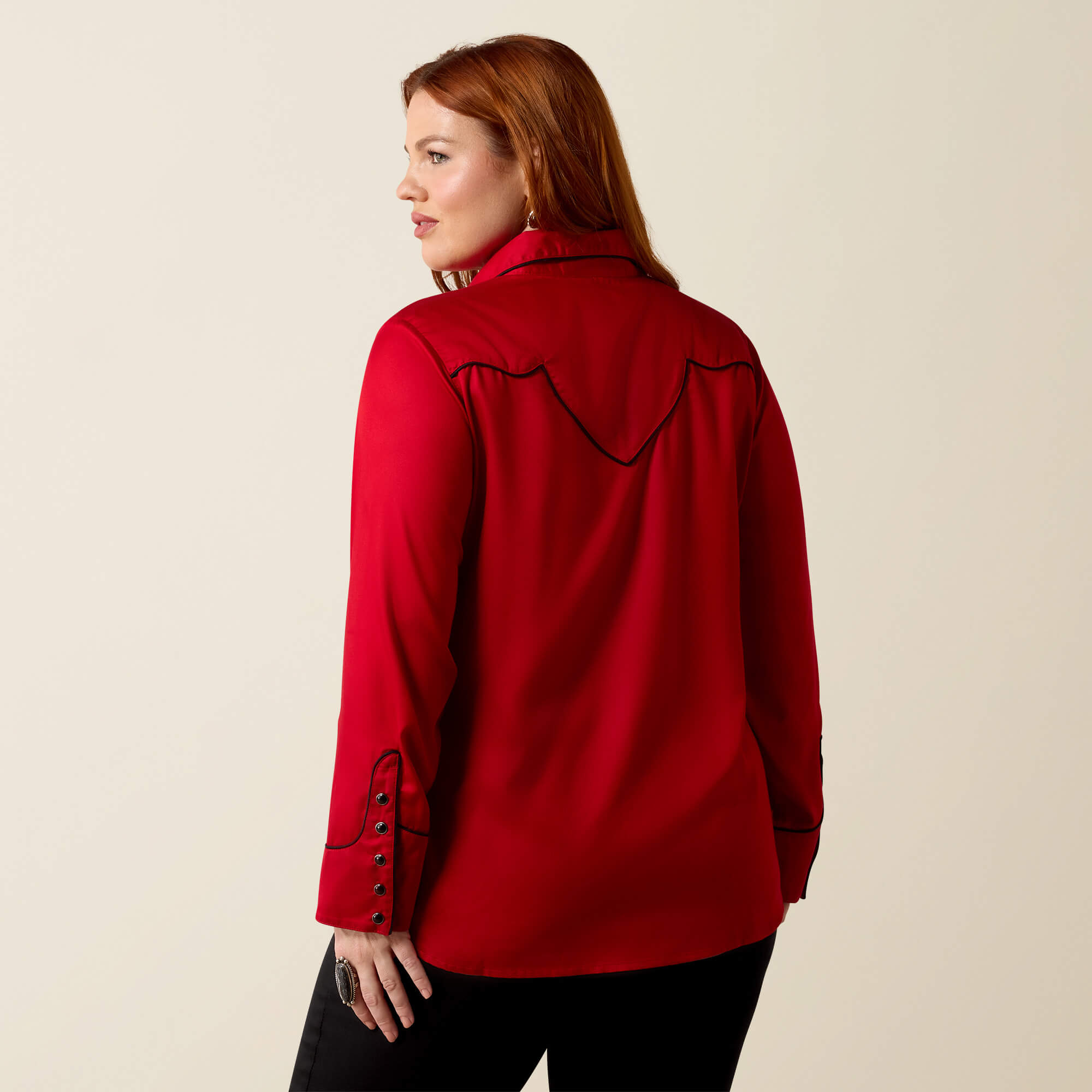 Audrey Western Snap Shirt Back Plus - SAVVY RED