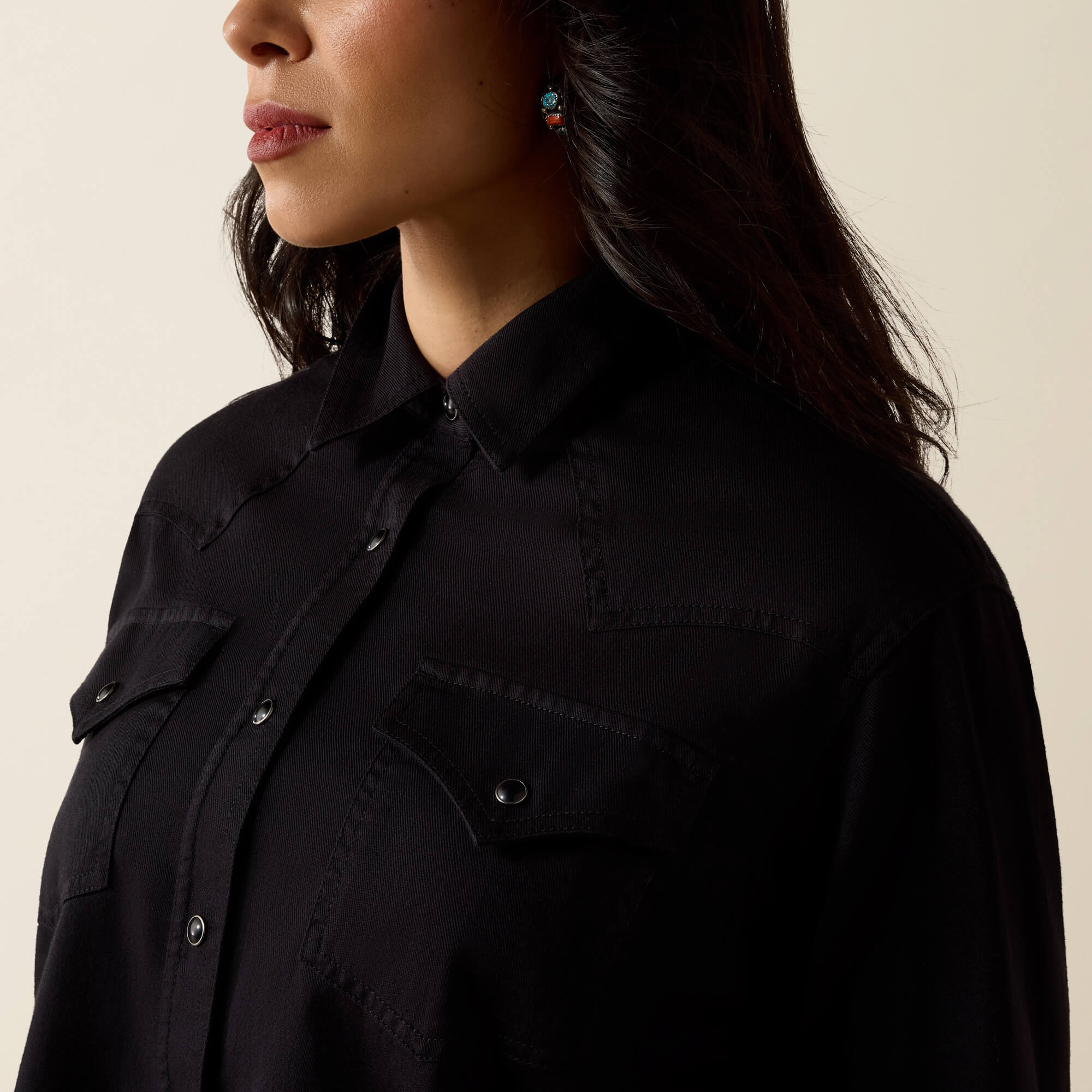 Midnight Western Snap Shirt 01 - BLACK