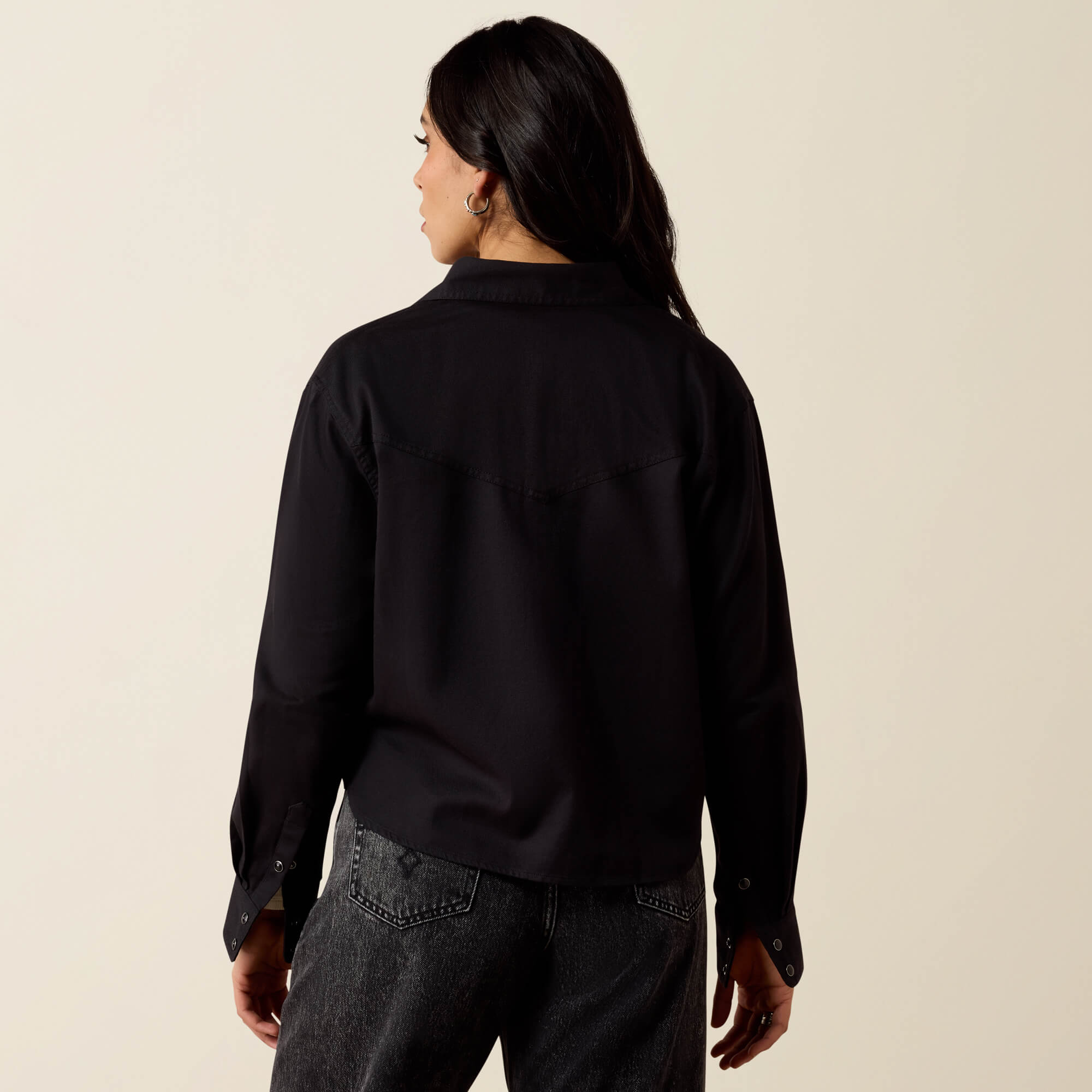 Midnight Western Snap Shirt Back - BLACK
