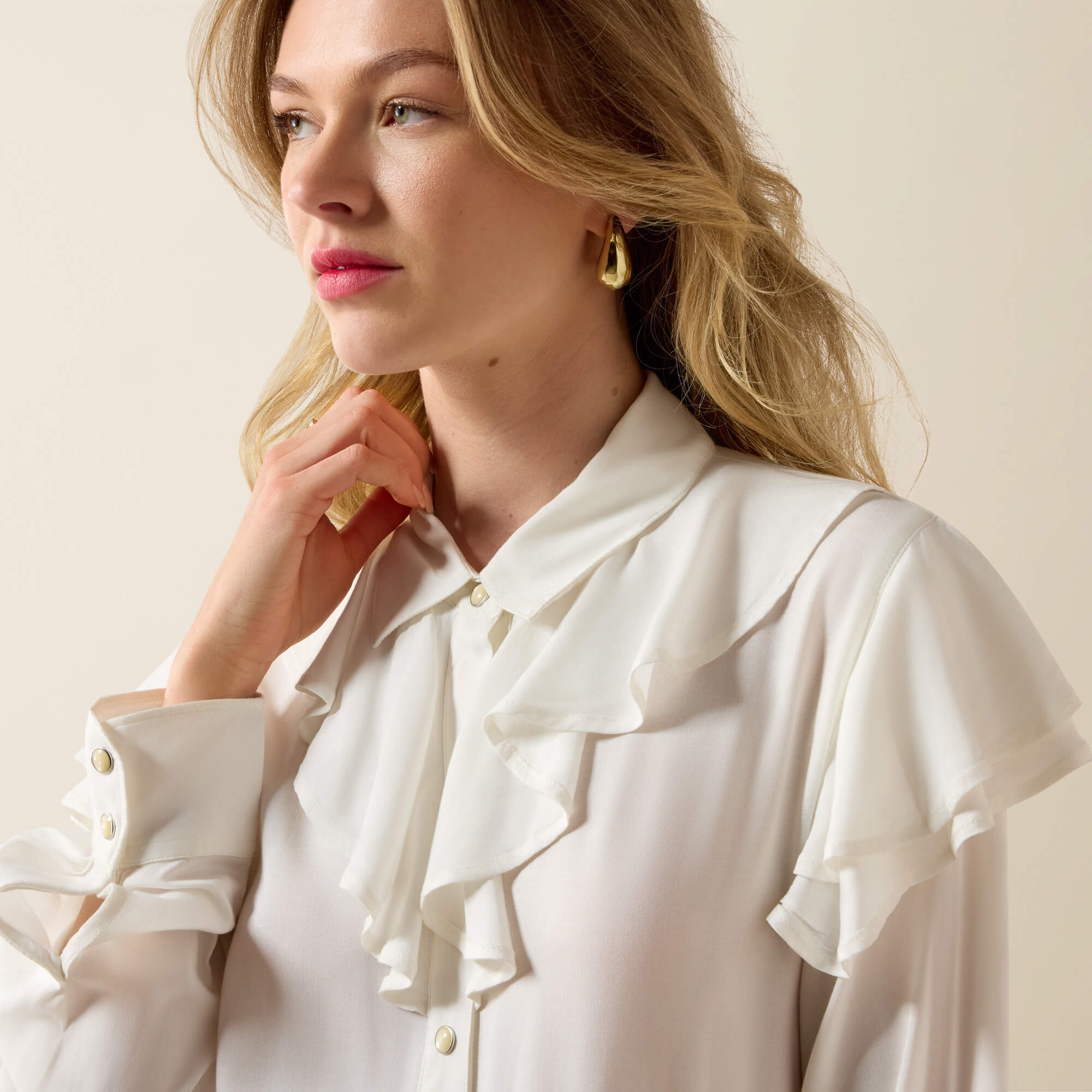 Alice Ruffle Shirt 01 - COCONUT MILK