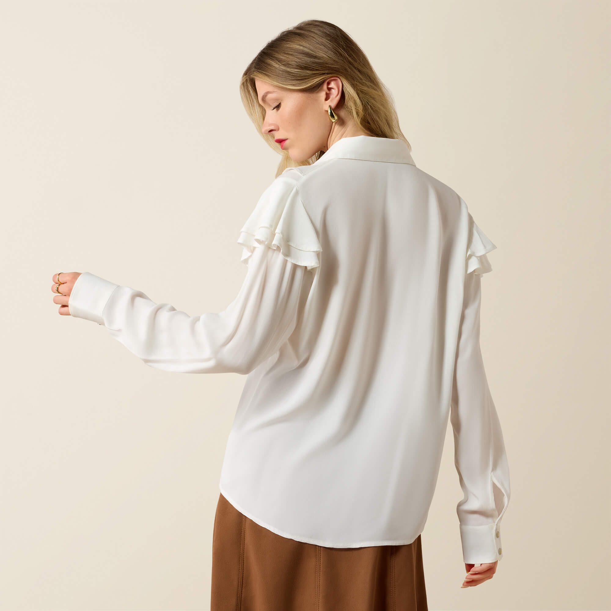 Alice Ruffle Shirt Back - COCONUT MILK