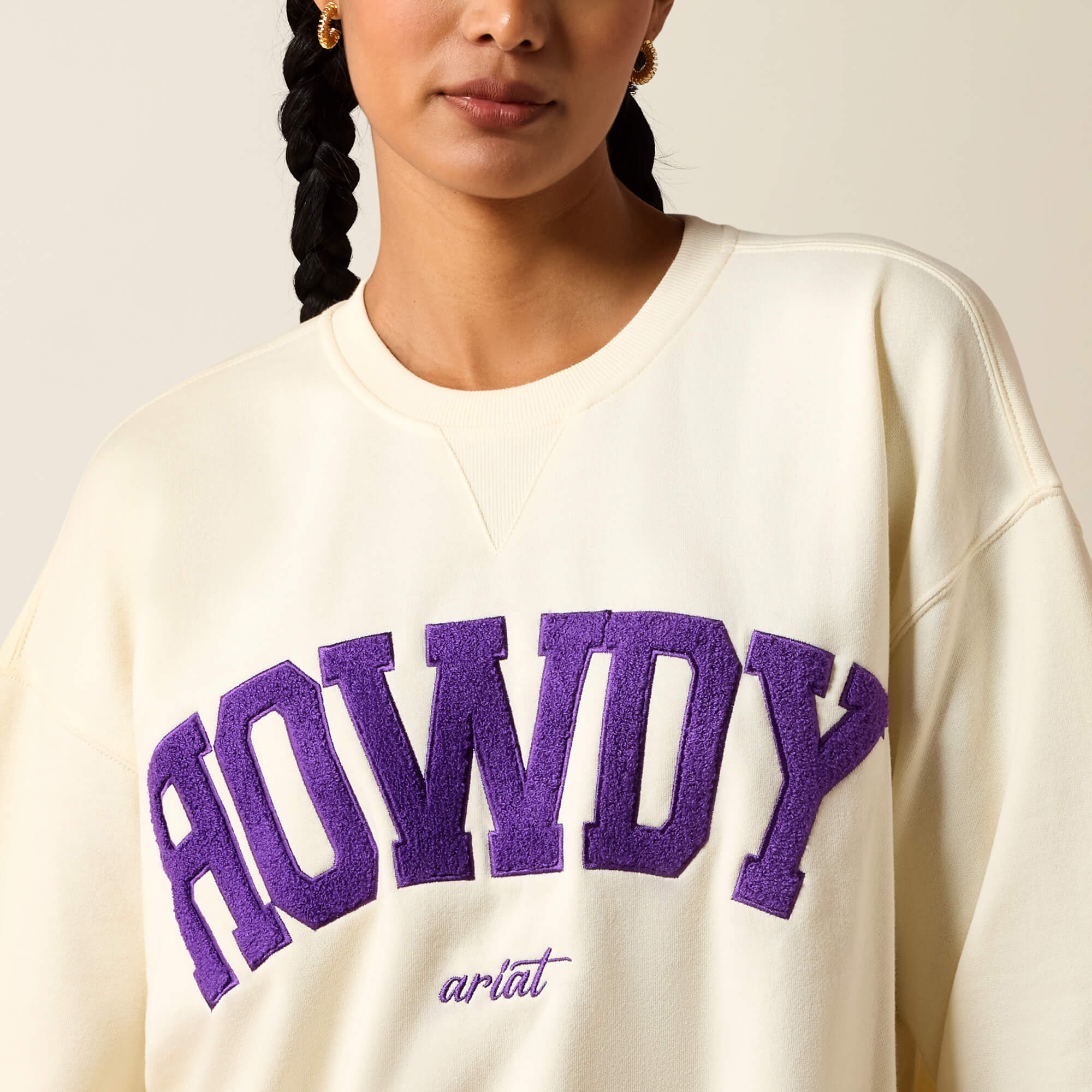 Collegiate Oversize Sweatshirt 01 - CREAM|PURPLE