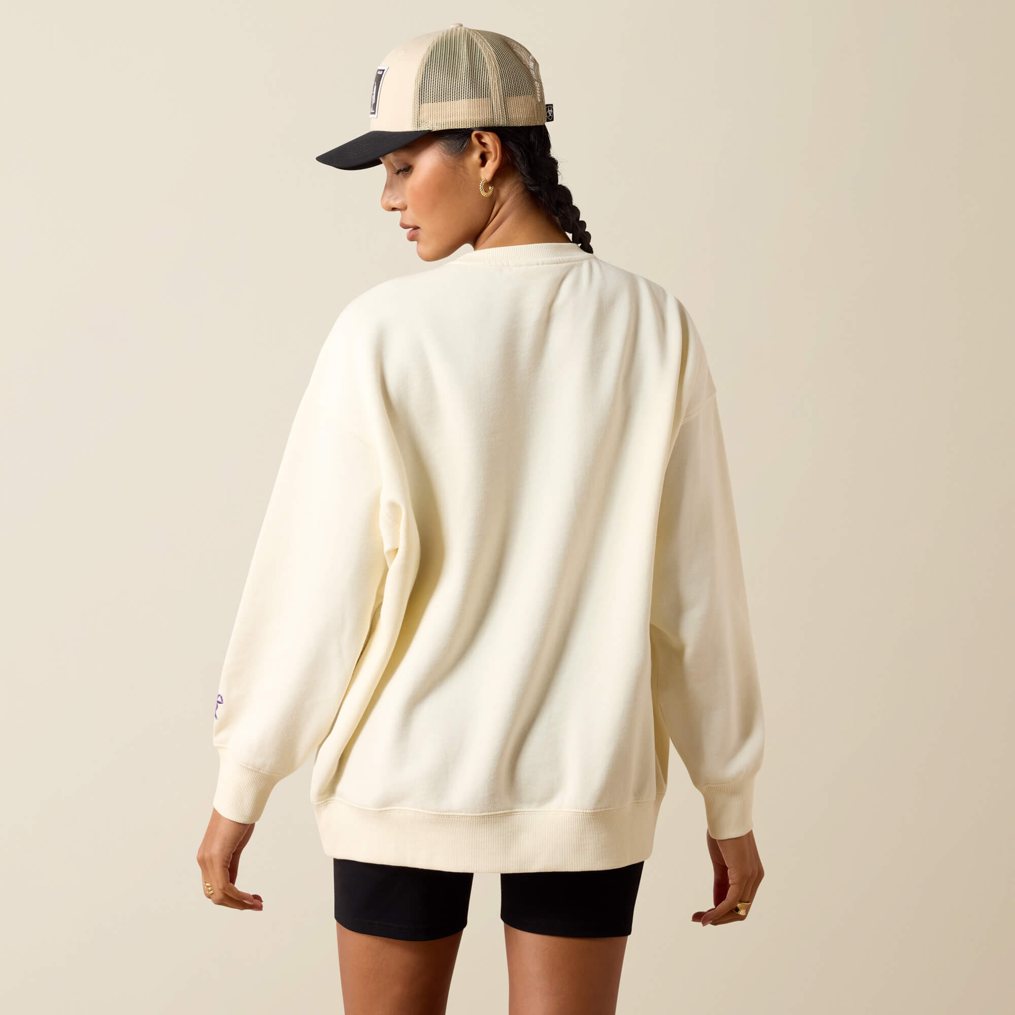 Collegiate Oversize Sweatshirt Back - CREAM|PURPLE