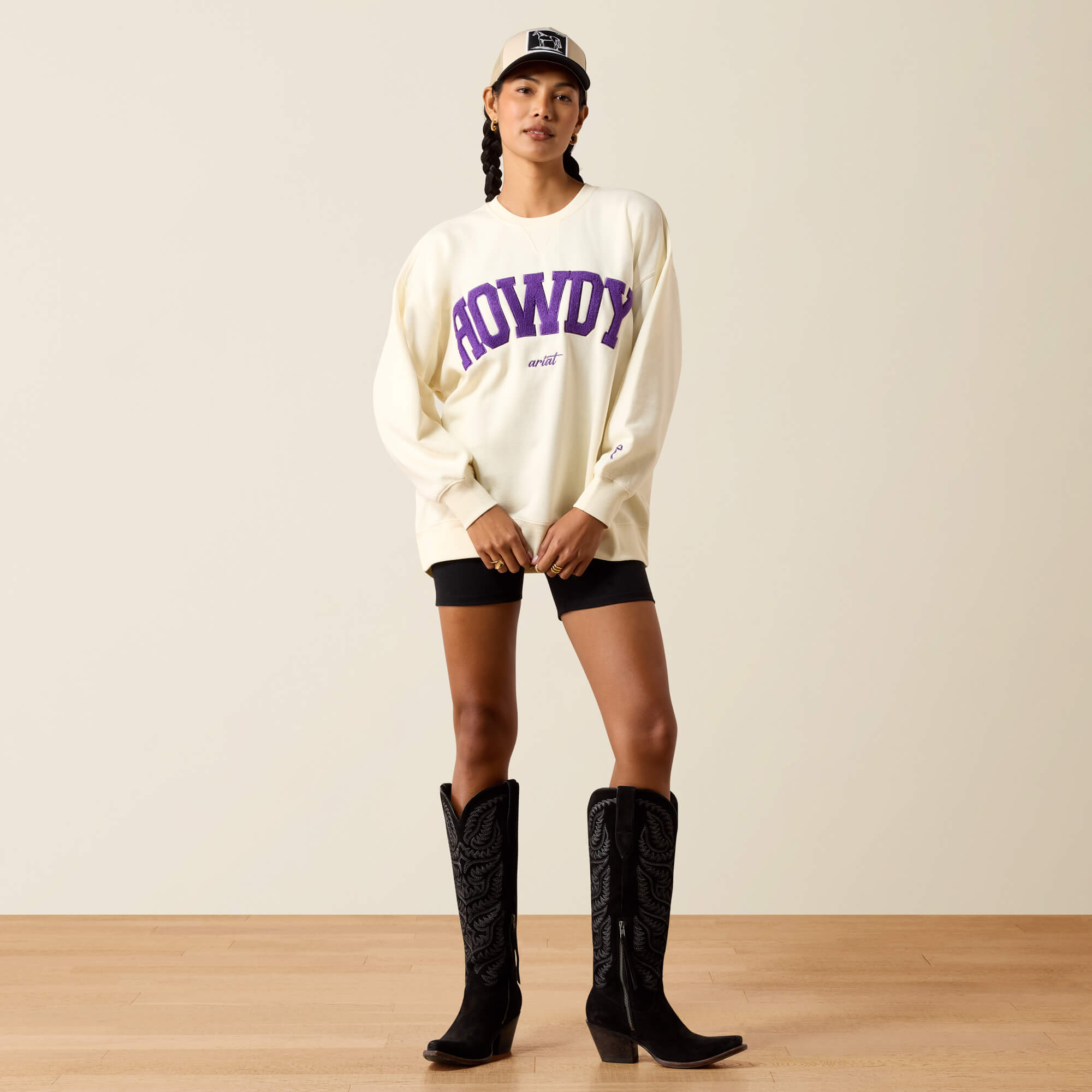 Collegiate Oversize Sweatshirt Full - CREAM|PURPLE