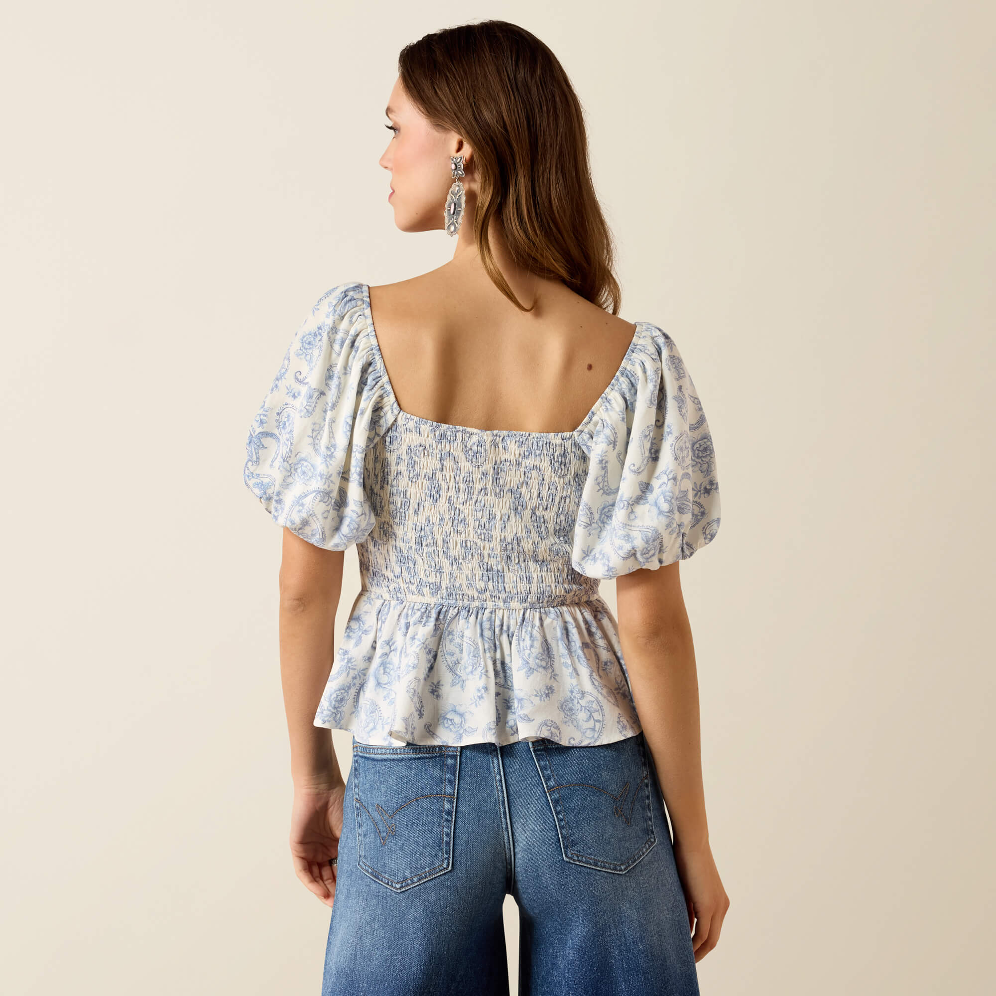 Zinnia Top Back - HORSESHOES AND FLORALS PRINT