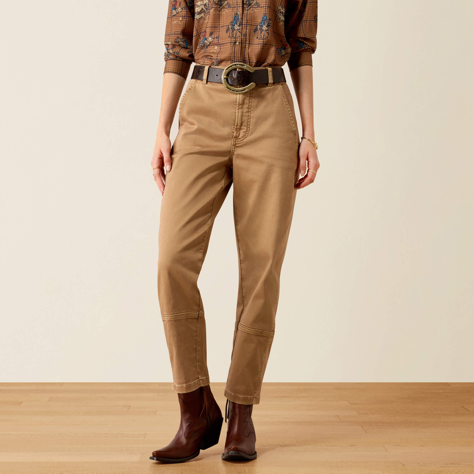 High Rise Jazmine Barrel Jeans Front - TIGER'S EYE