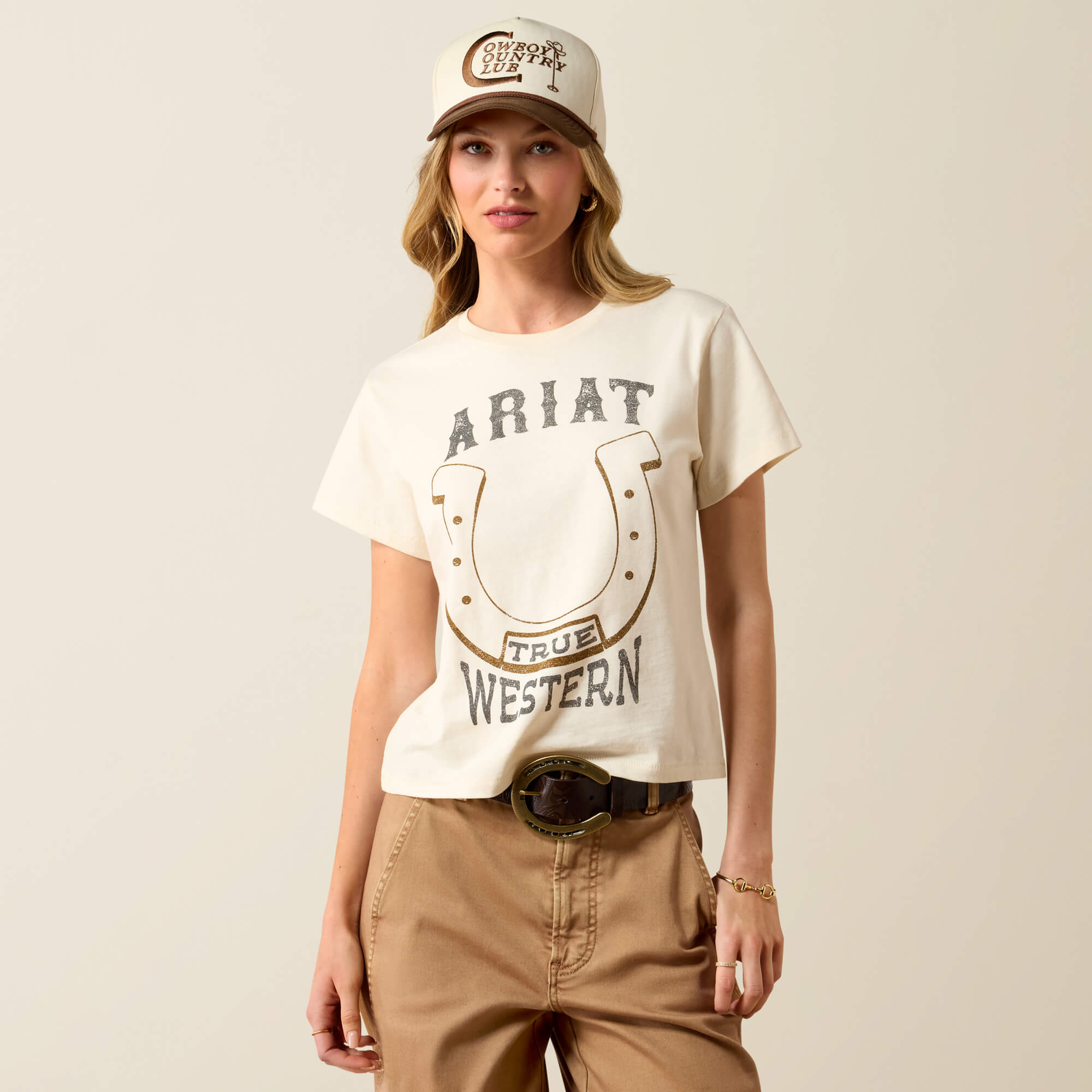 Ariat True West T-Shirt Front - NATURAL