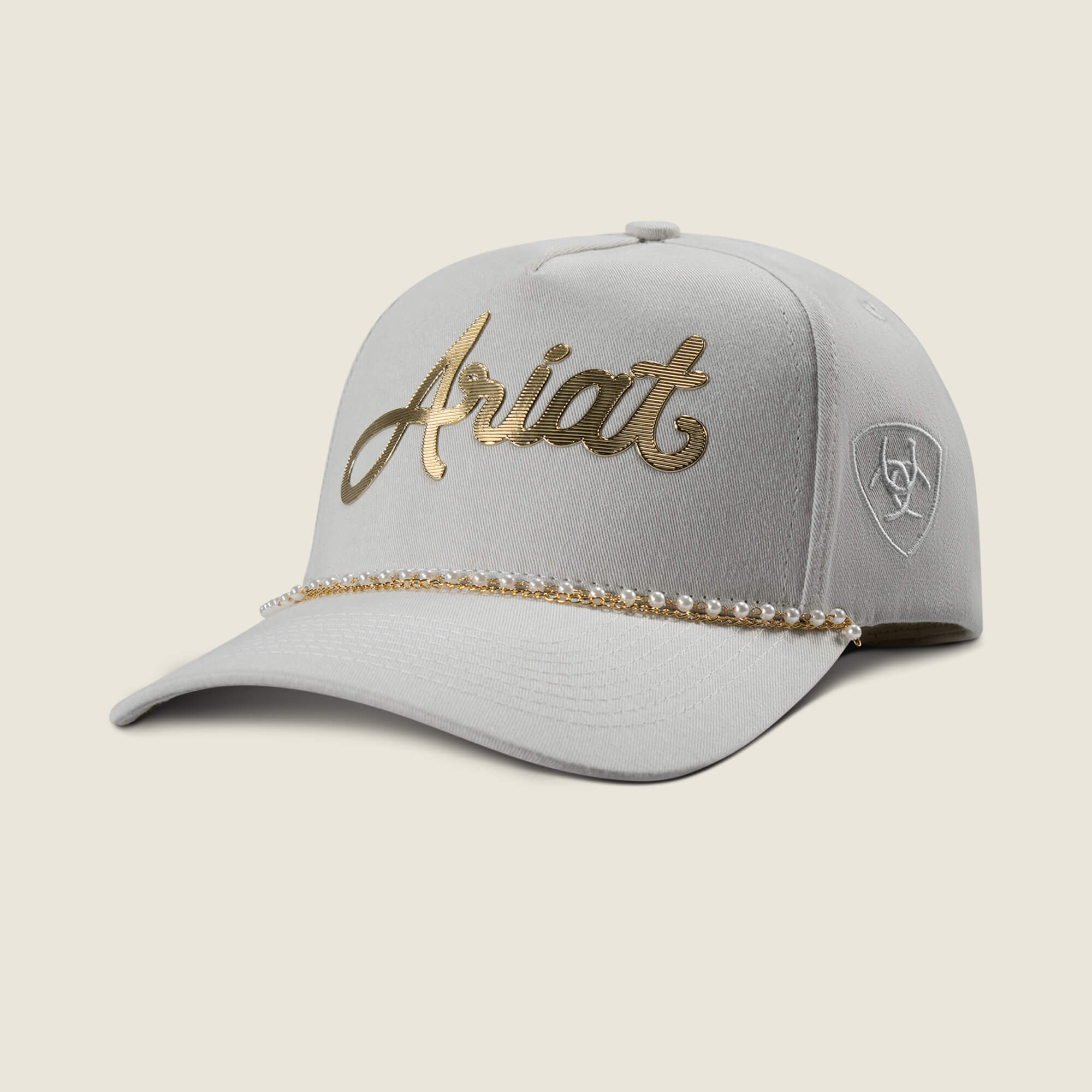 Ariat Script With Pearl Rope Brim Cap Front - KHAKI