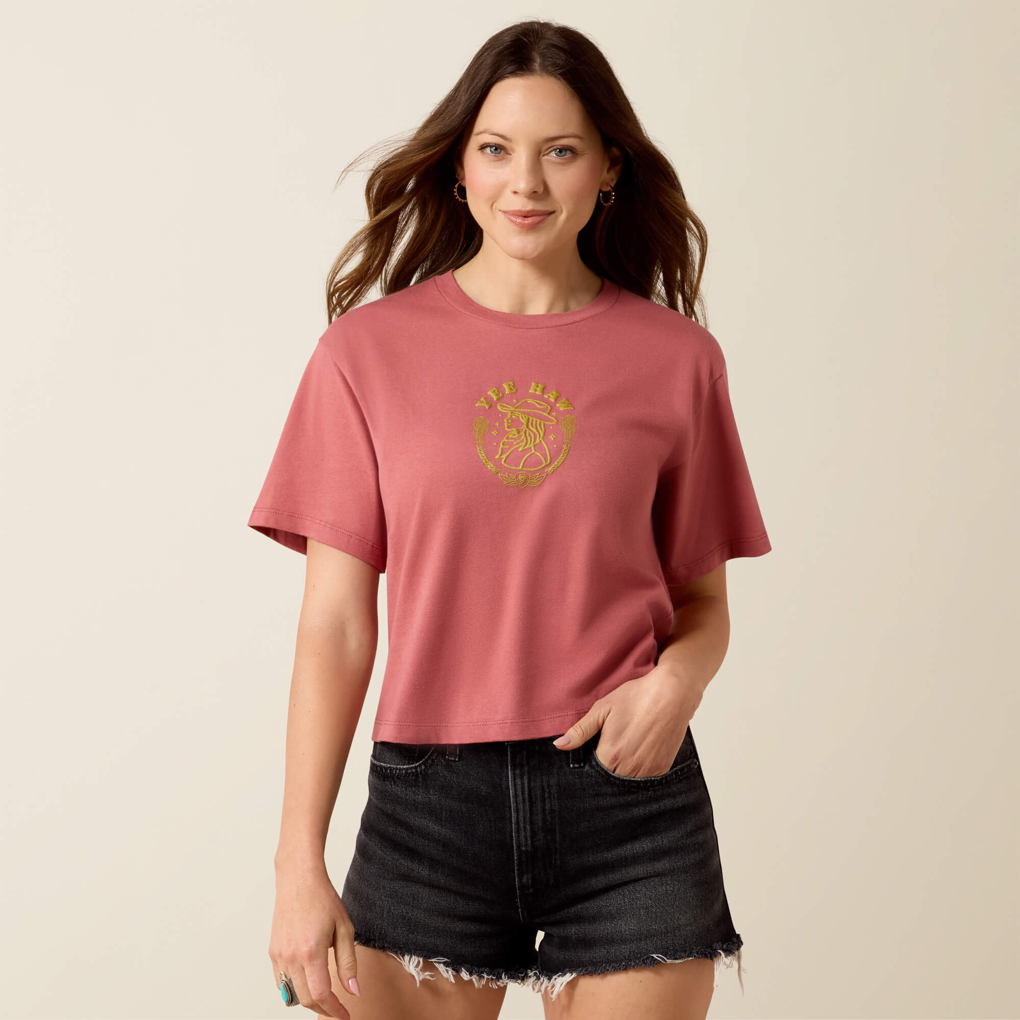 Ariat Yee Haw T-Shirt Front - TEAM RED