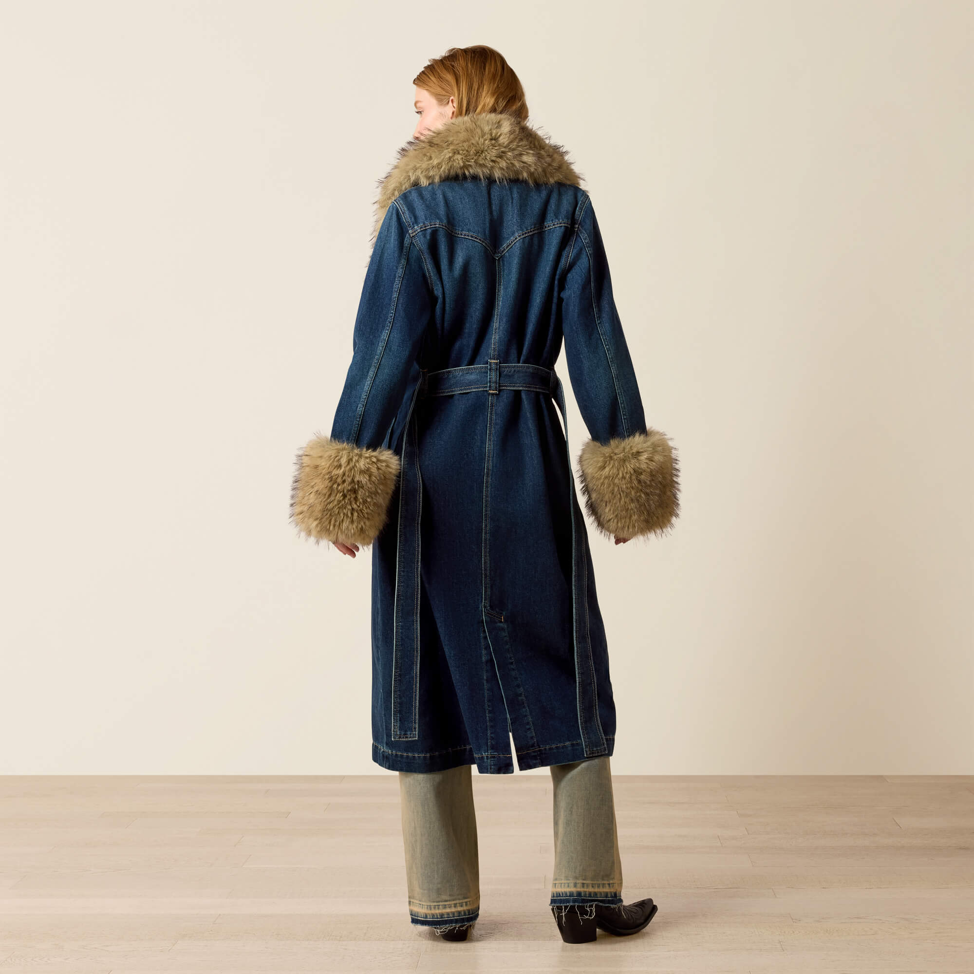 Denim Trench Coat Back - MONROVIA