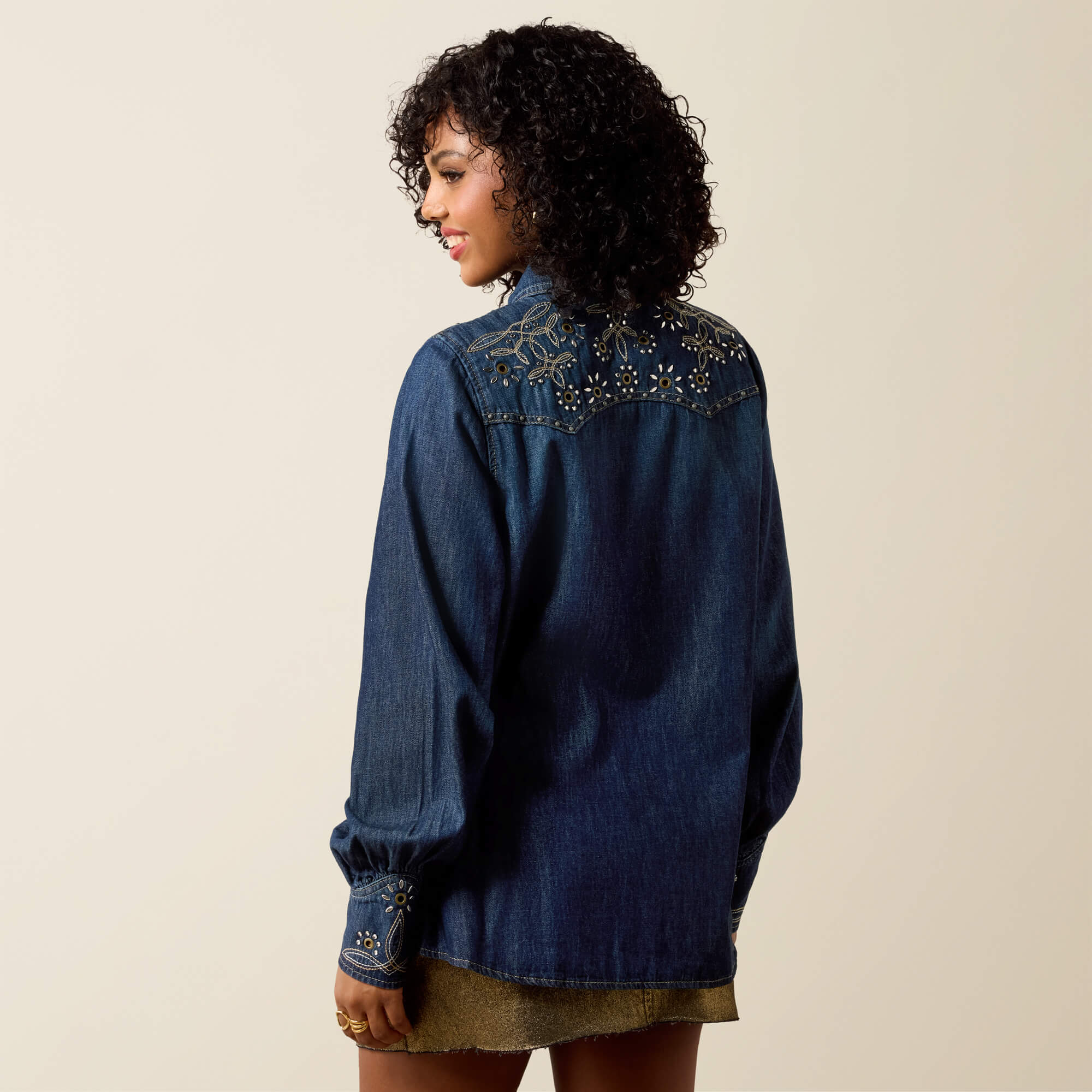 Embellished Blouson Shirt Back - LOMITA