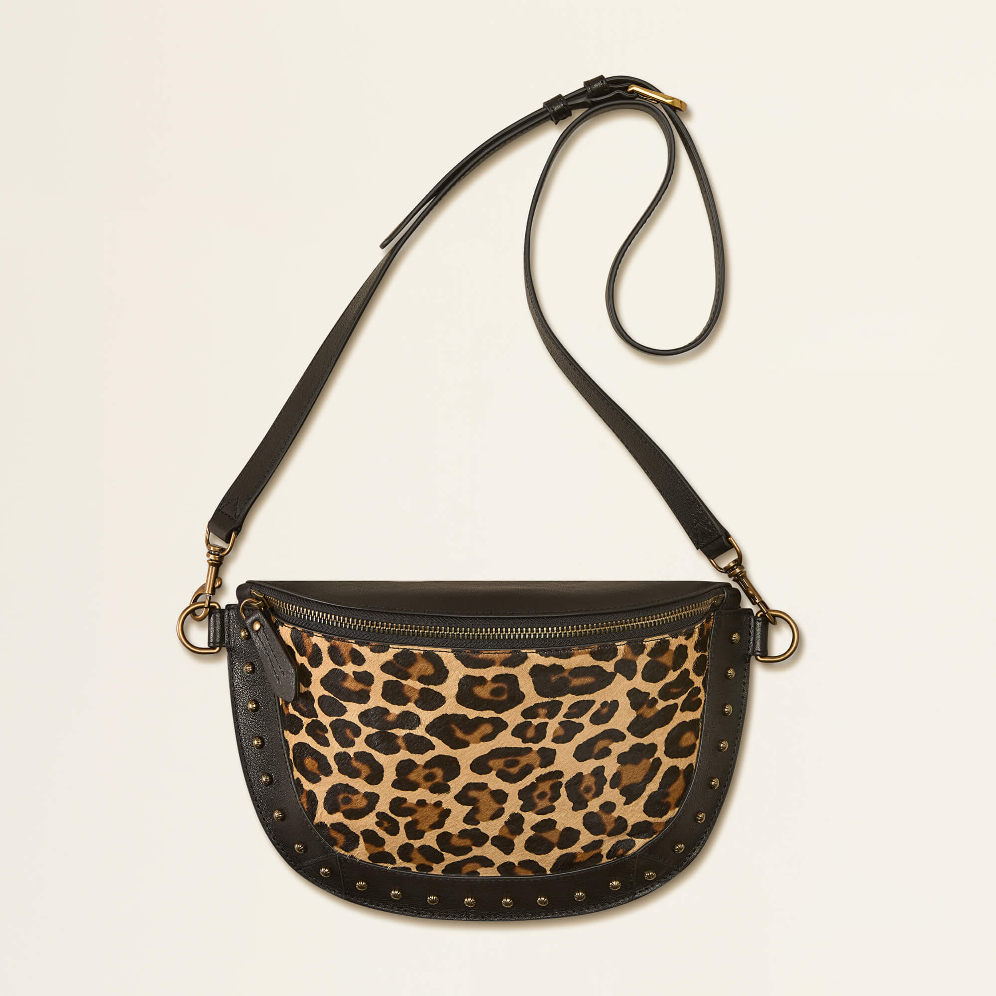 Diva Belt Bag Front - LEOPARD HAIR ON|BLACK