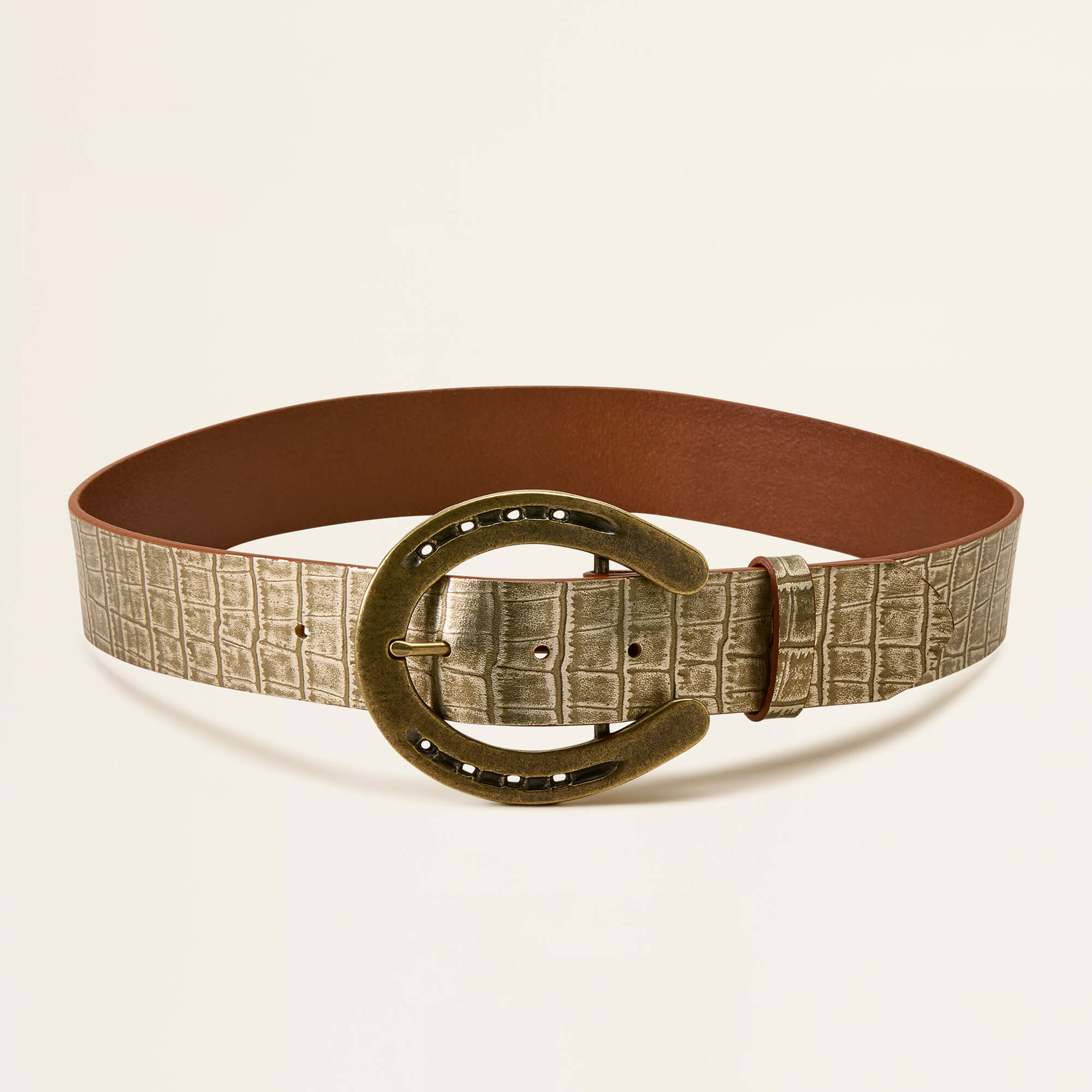 Bella Belt 01 - CHAMPAGNE PEARL CROC PRINT