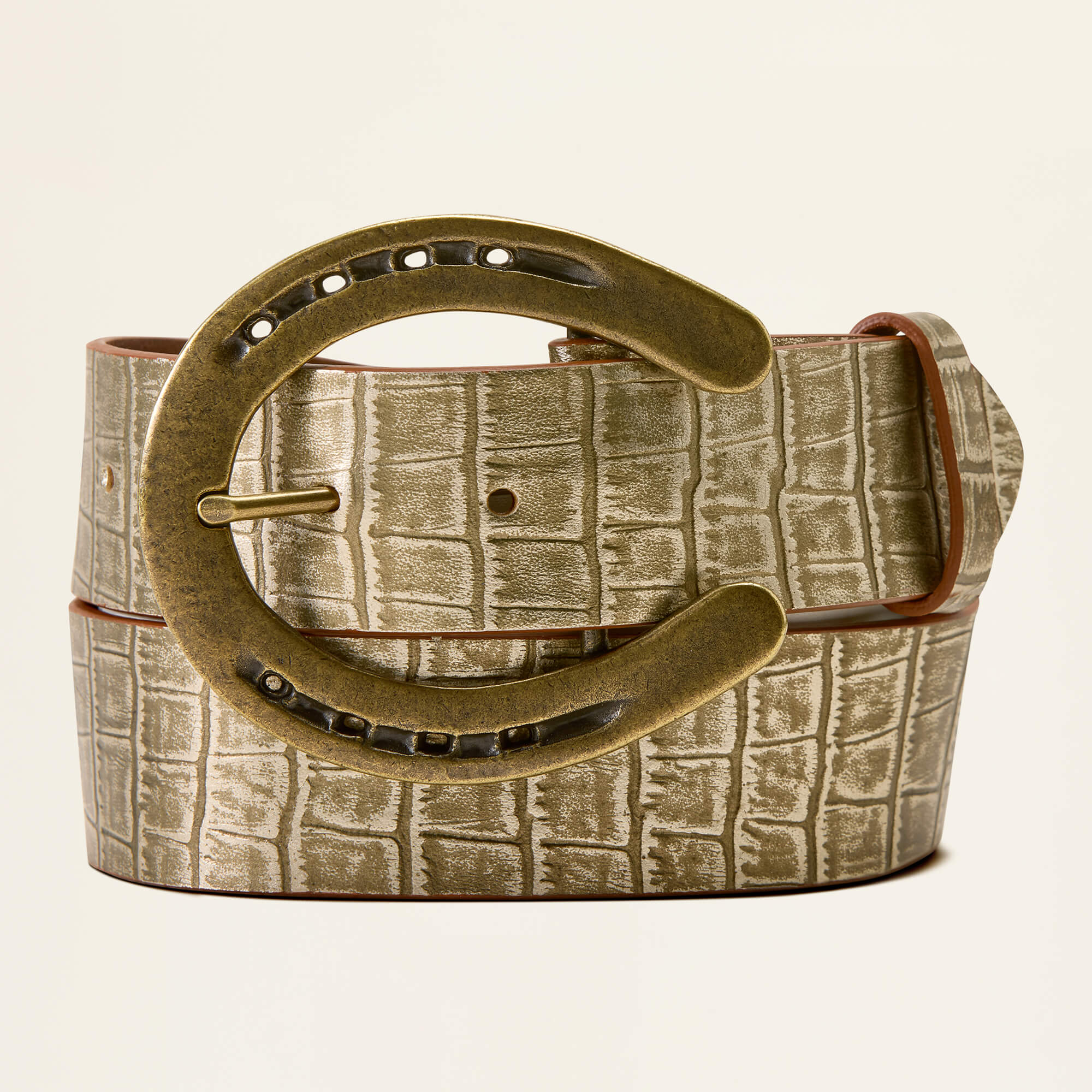 Bella Belt Front - CHAMPAGNE PEARL CROC PRINT