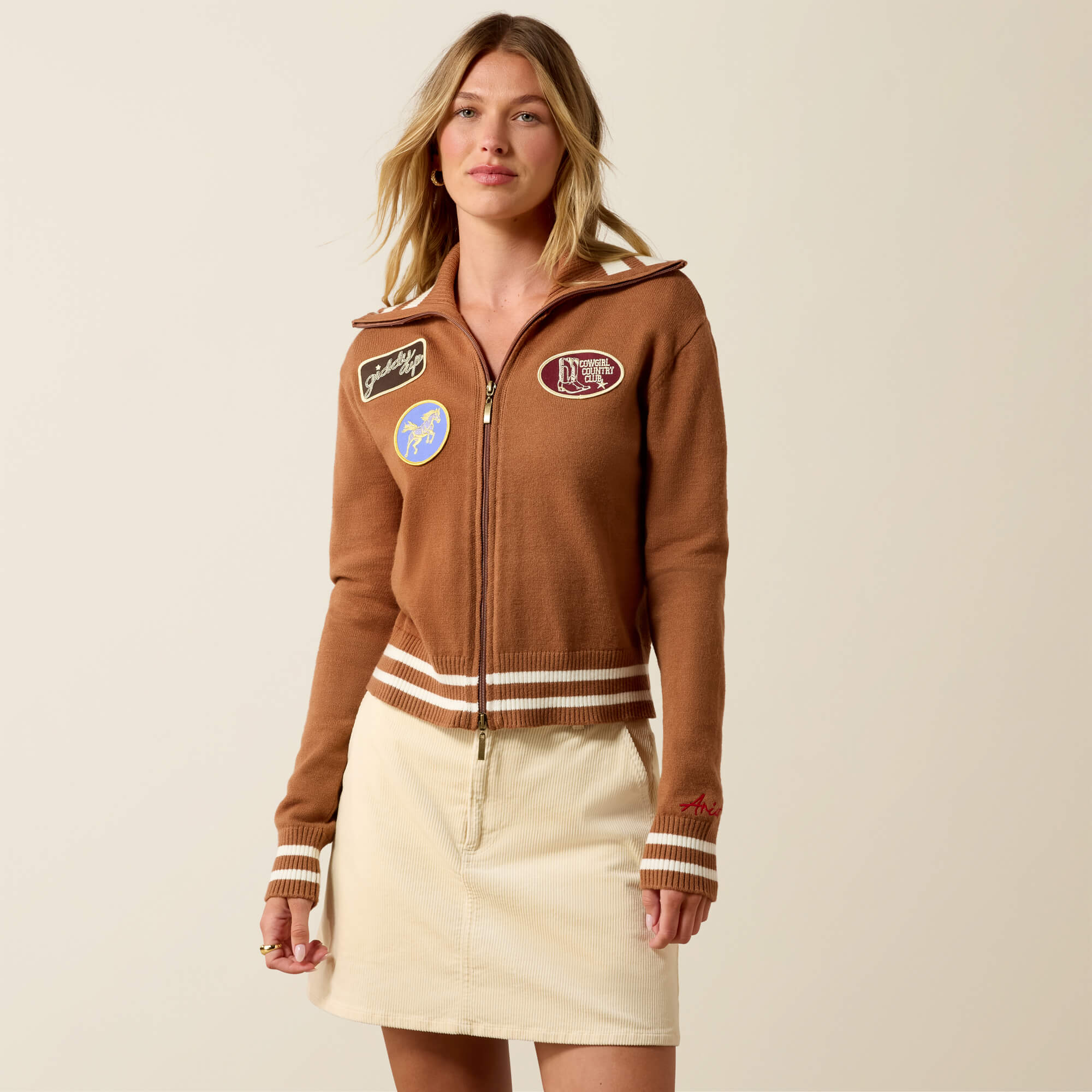 Western Club Jacket Front - BROWN