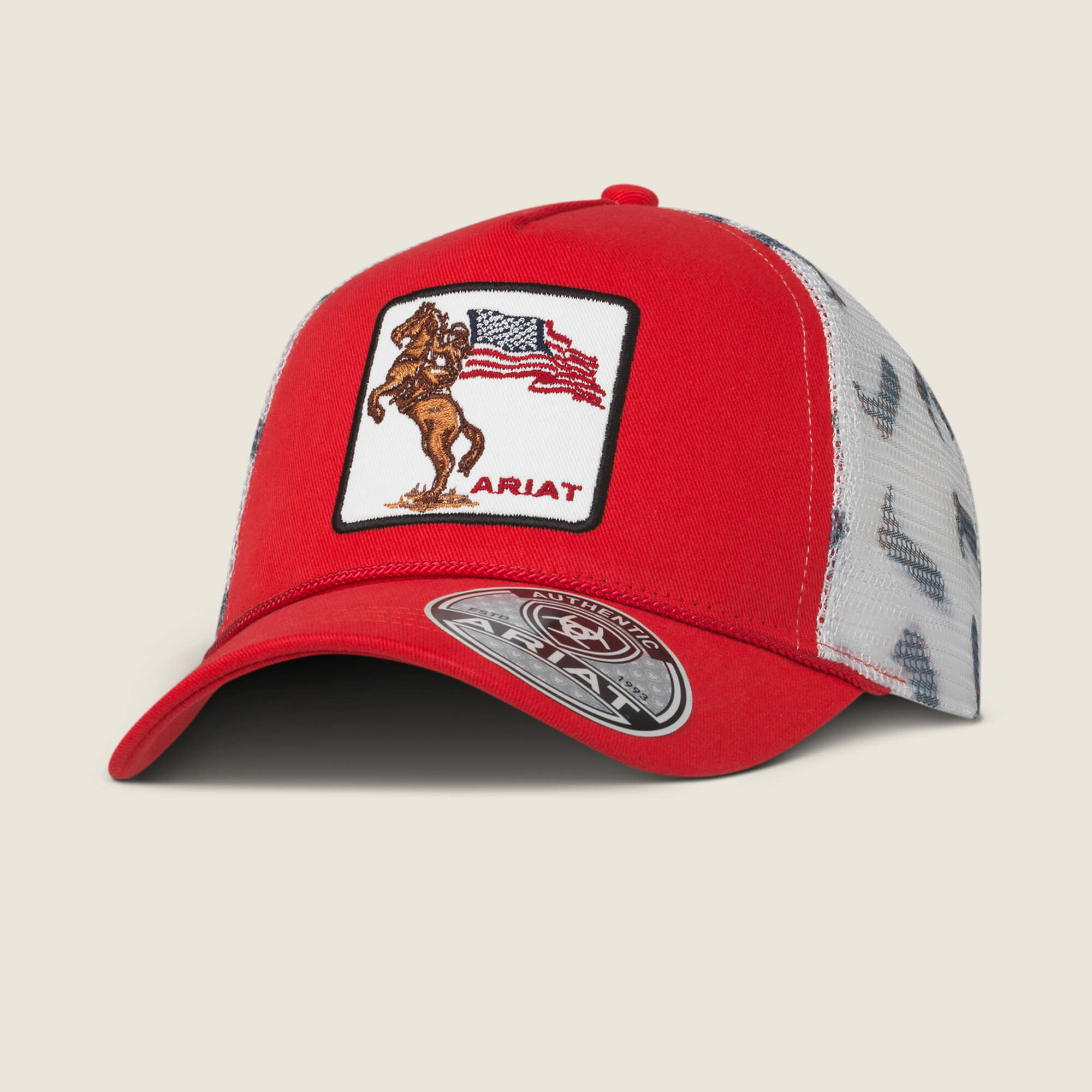 Horse with Flag Patch Cap Front - RED