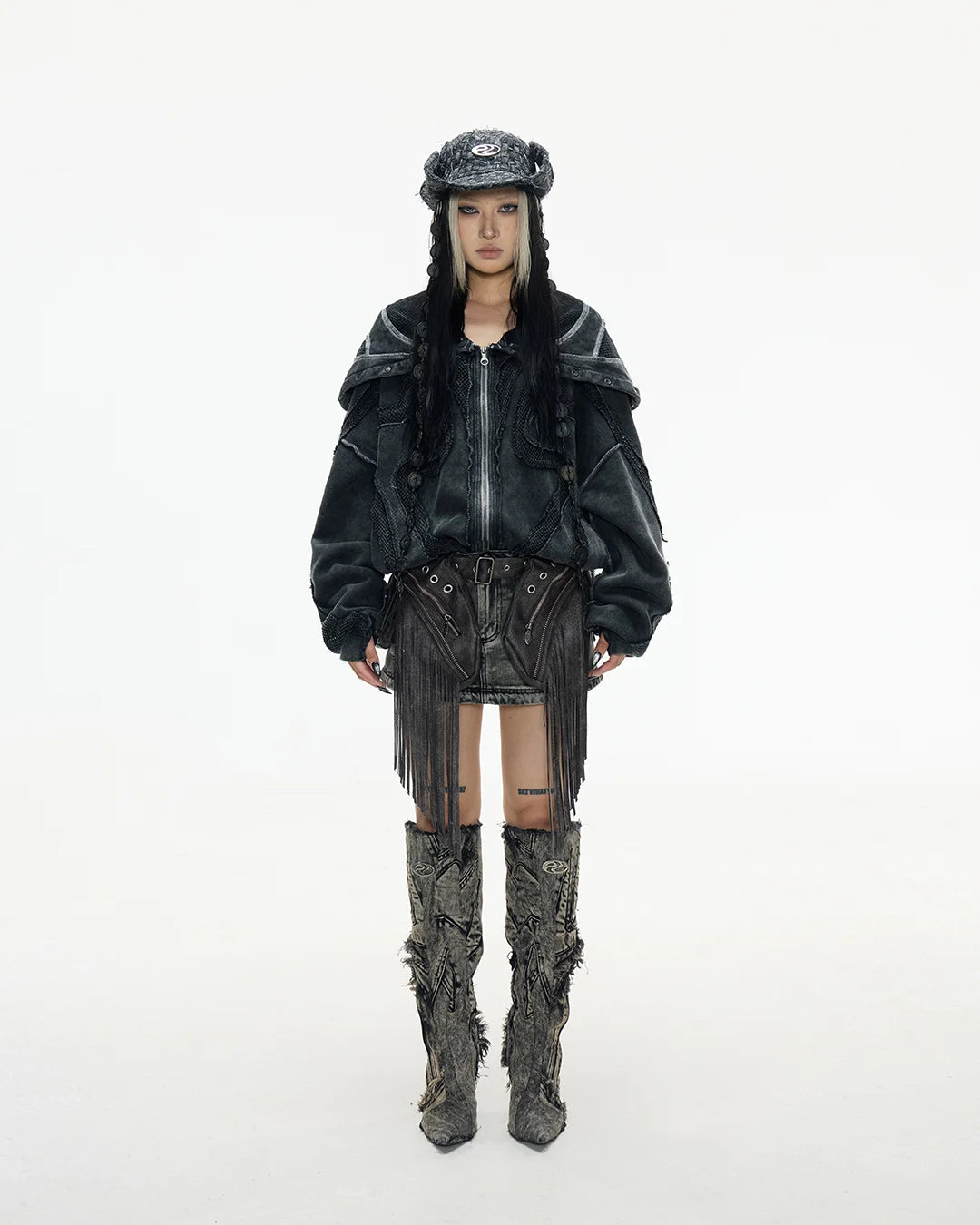 Personsoul Sand Dirty Dye Zip-Up Hoodie