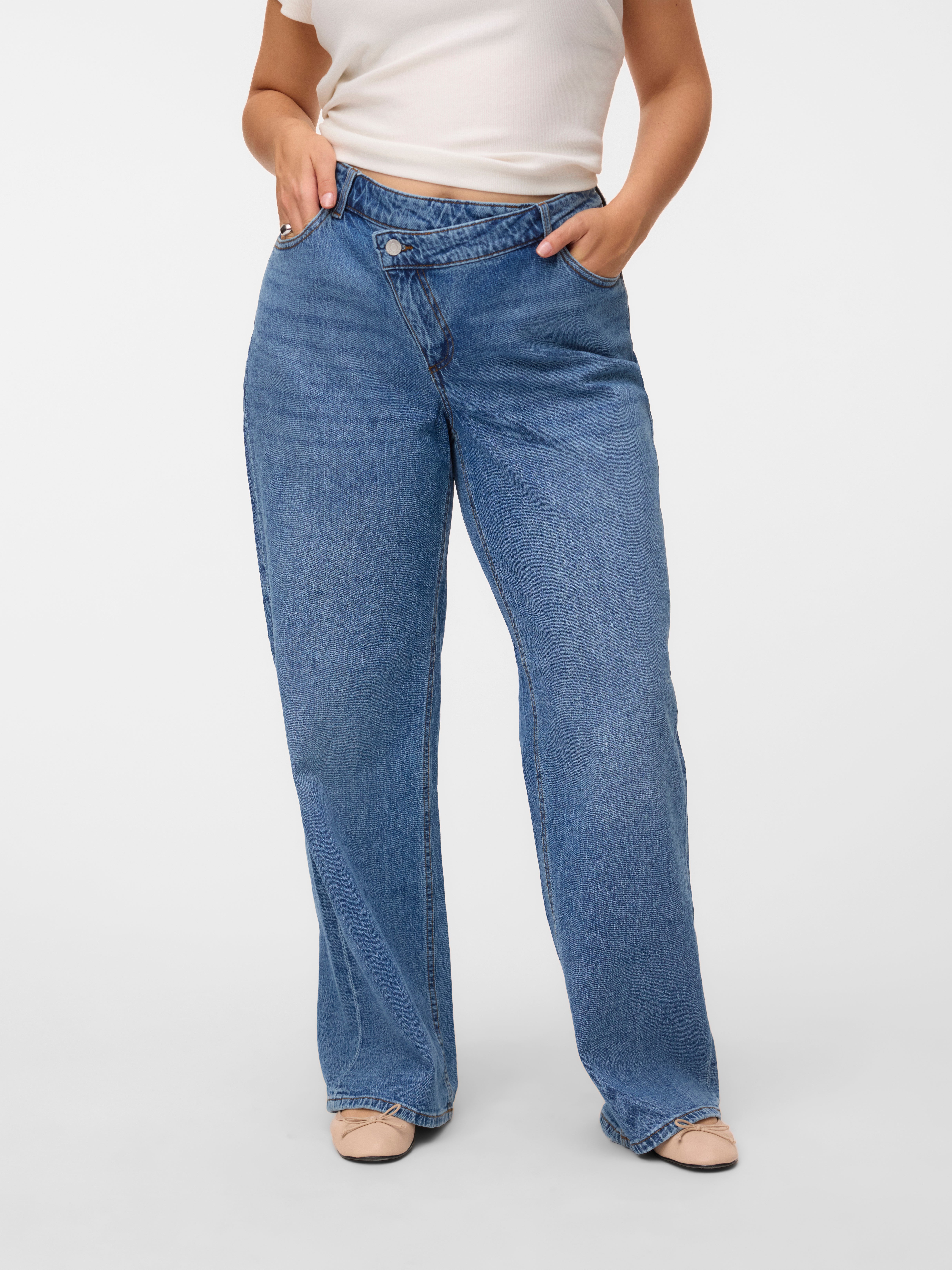 VMCTESSA High rise Wide Leg Fit Jeans - Medium Blue Denim