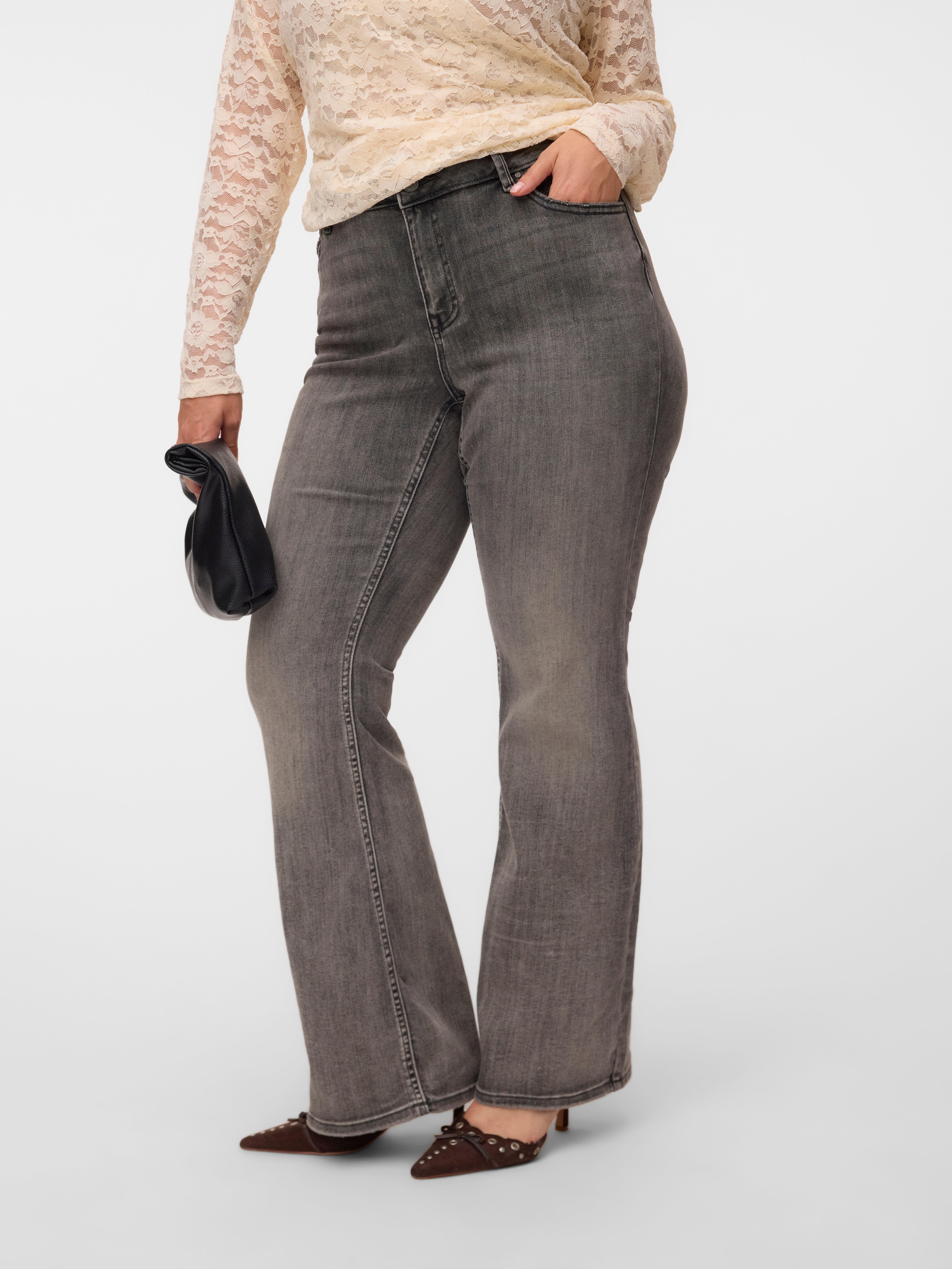 VMCFLASH Mid rise Flared Fit Jeans - Medium Grey Denim