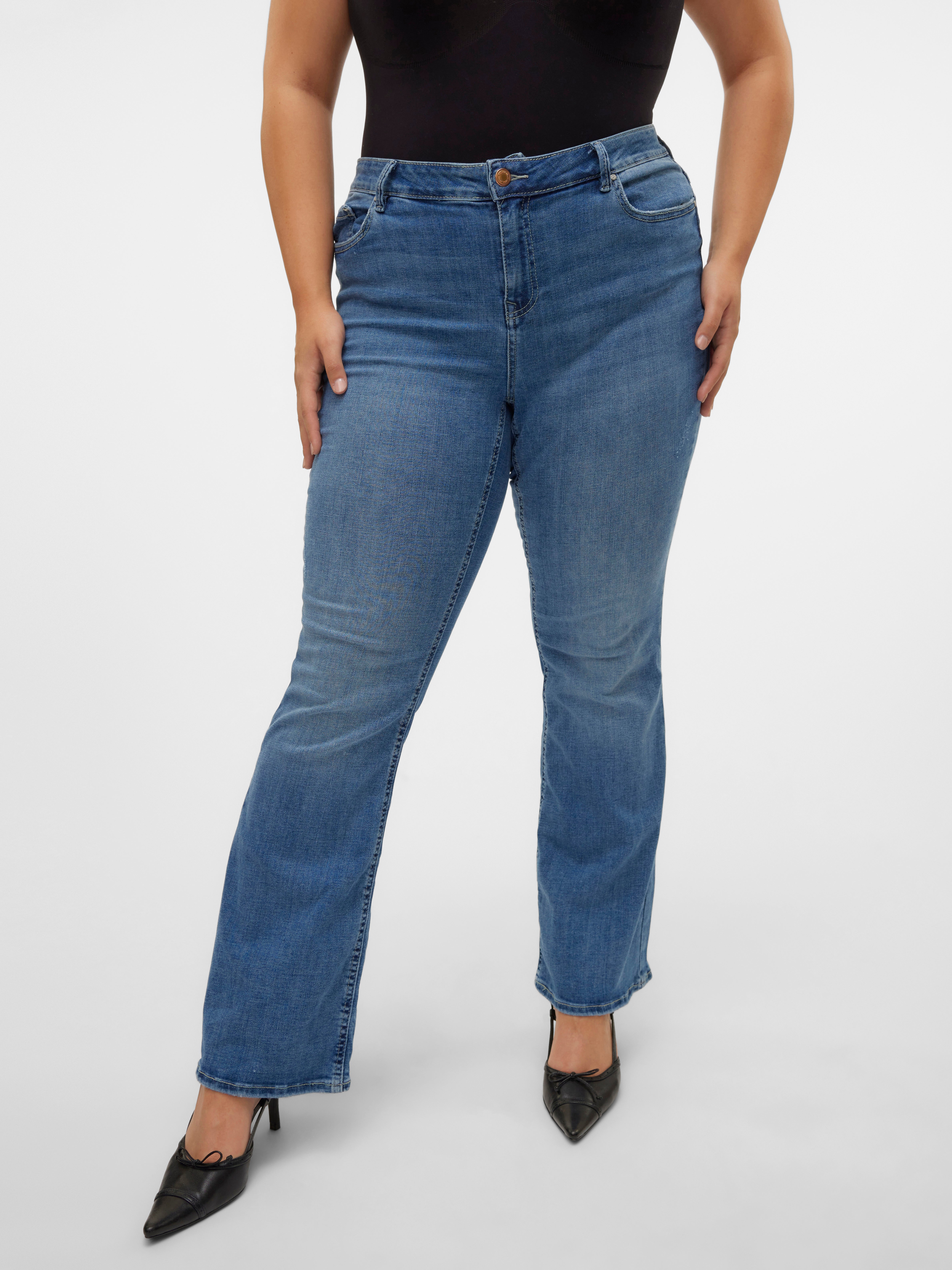 VMCFLASH Mid rise Flared Fit Jeans - Medium Blue Denim