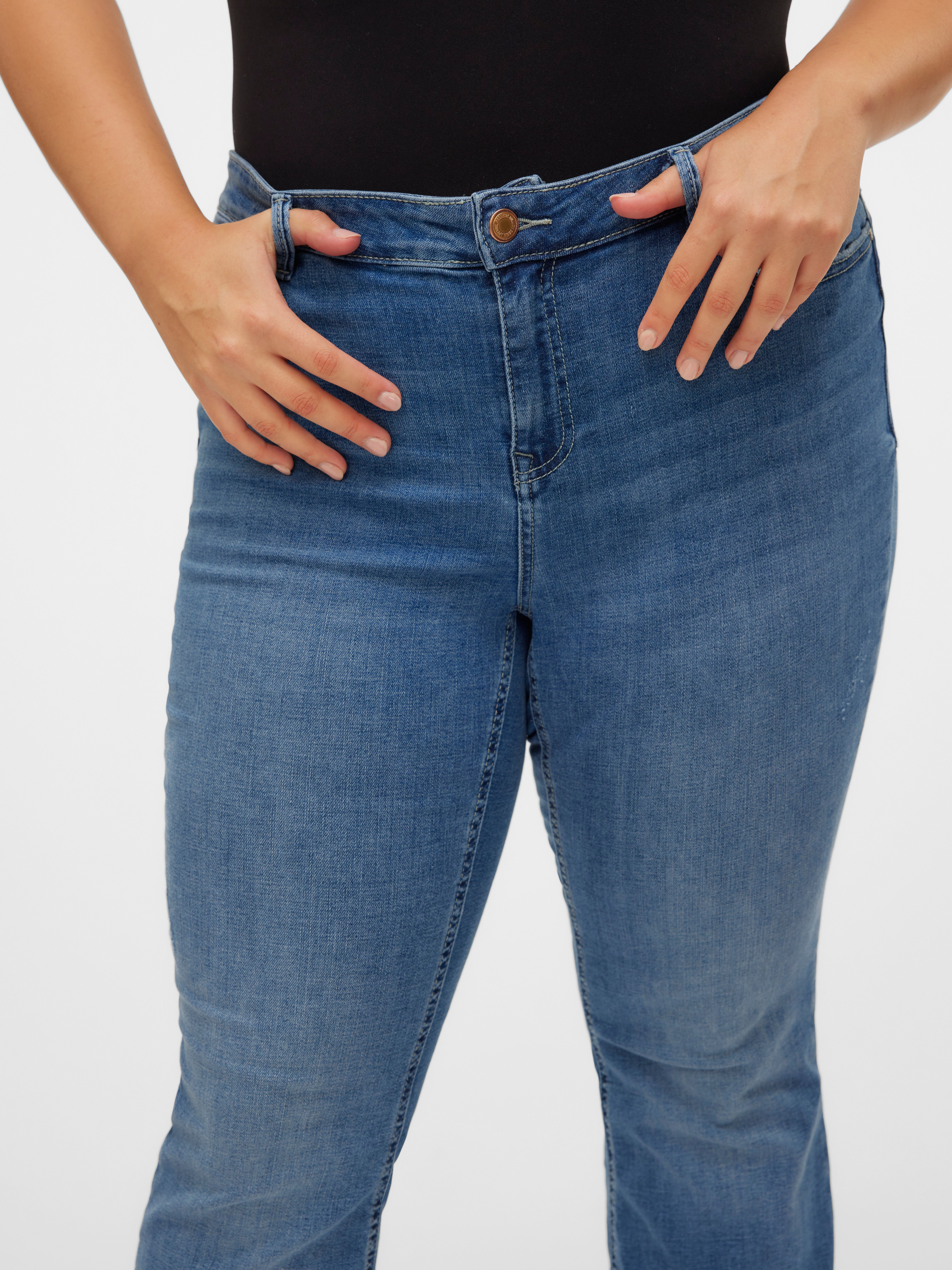 VMCFLASH Mid rise Flared Fit Jeans - Medium Blue Denim