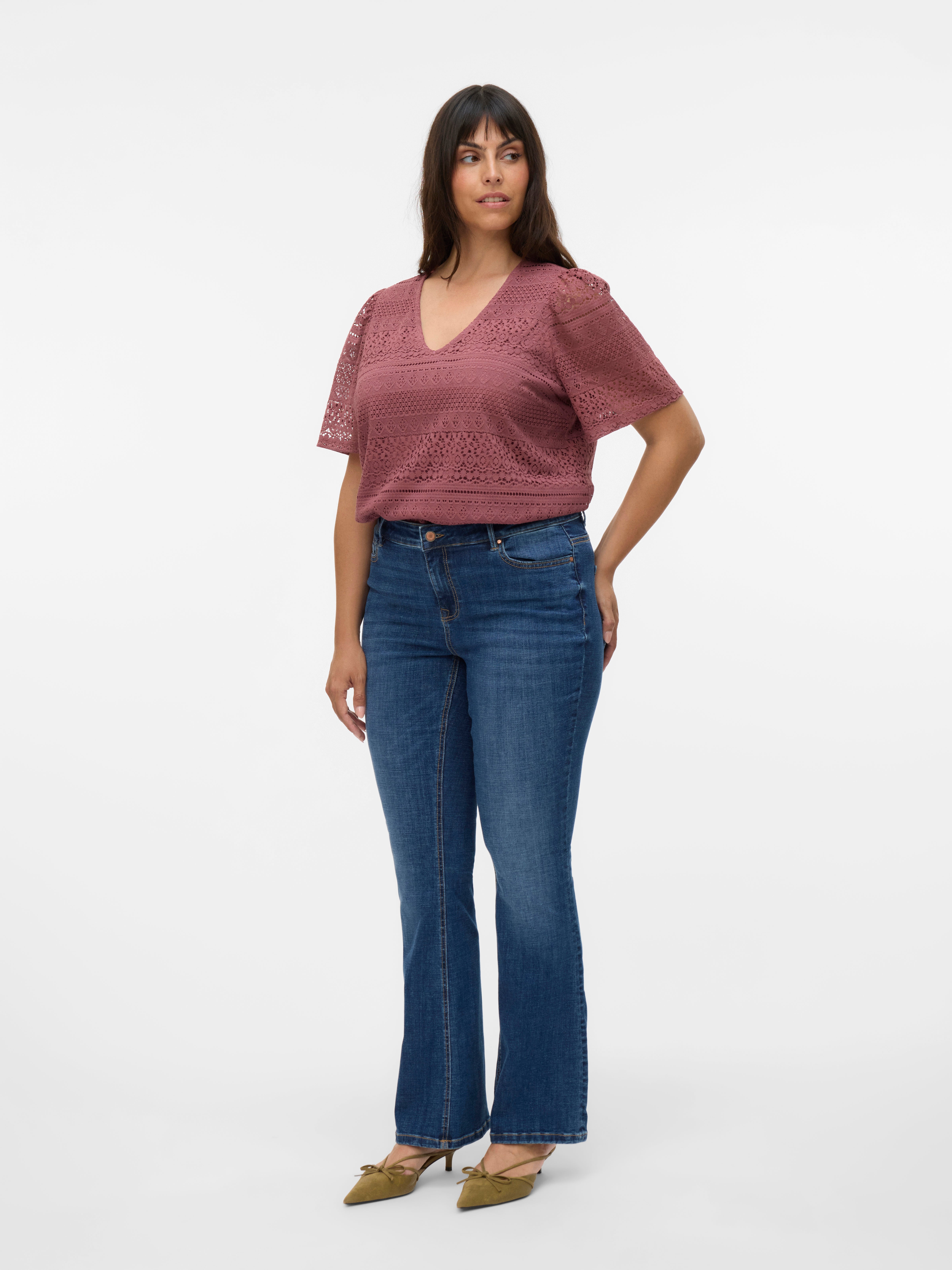 VMCFLASH Mid rise Flared Fit Jeans - Dark Blue Denim