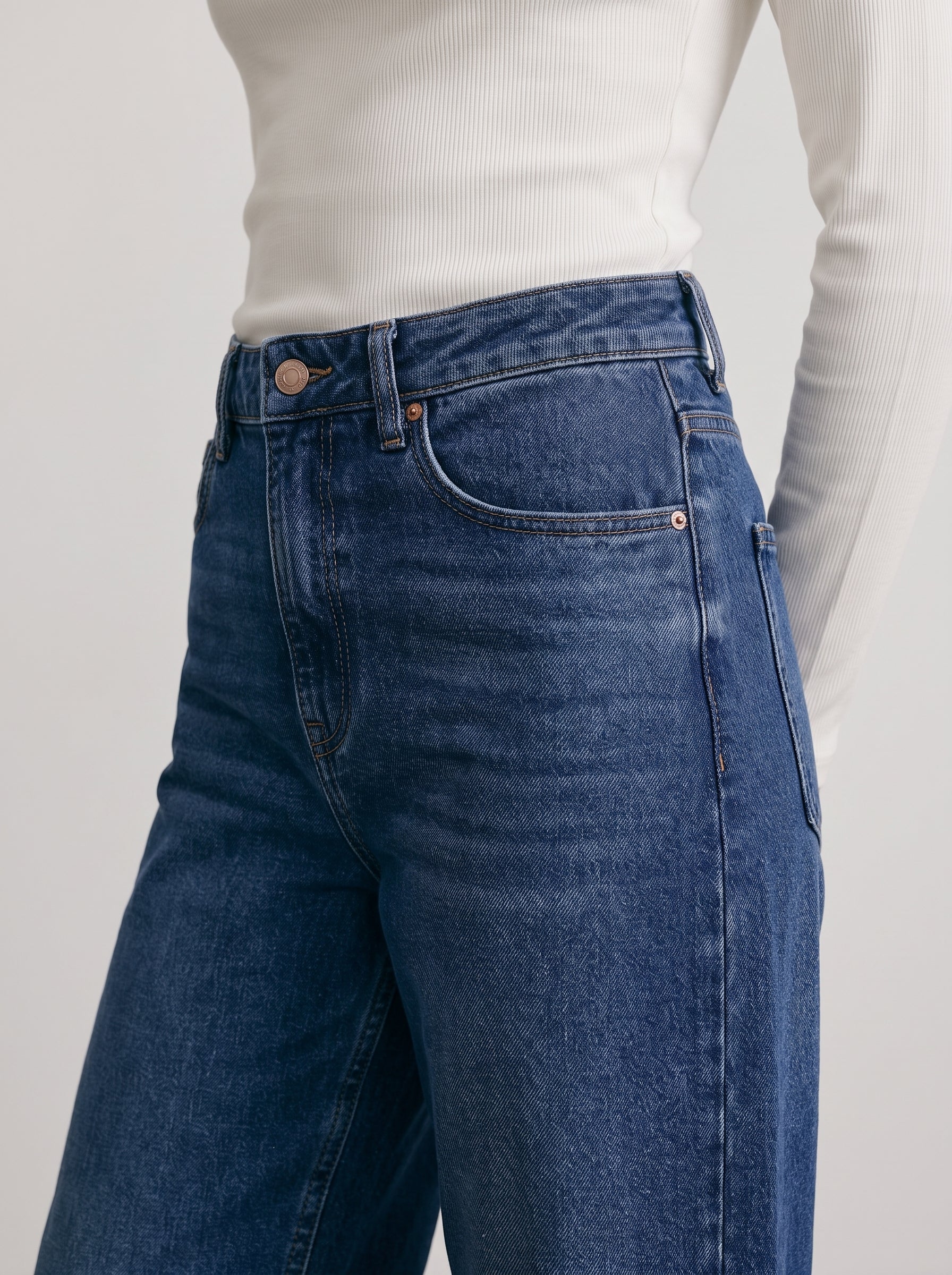 VMSUNNY Super high rise Wide Leg Fit Jeans - Dark Blue Denim
