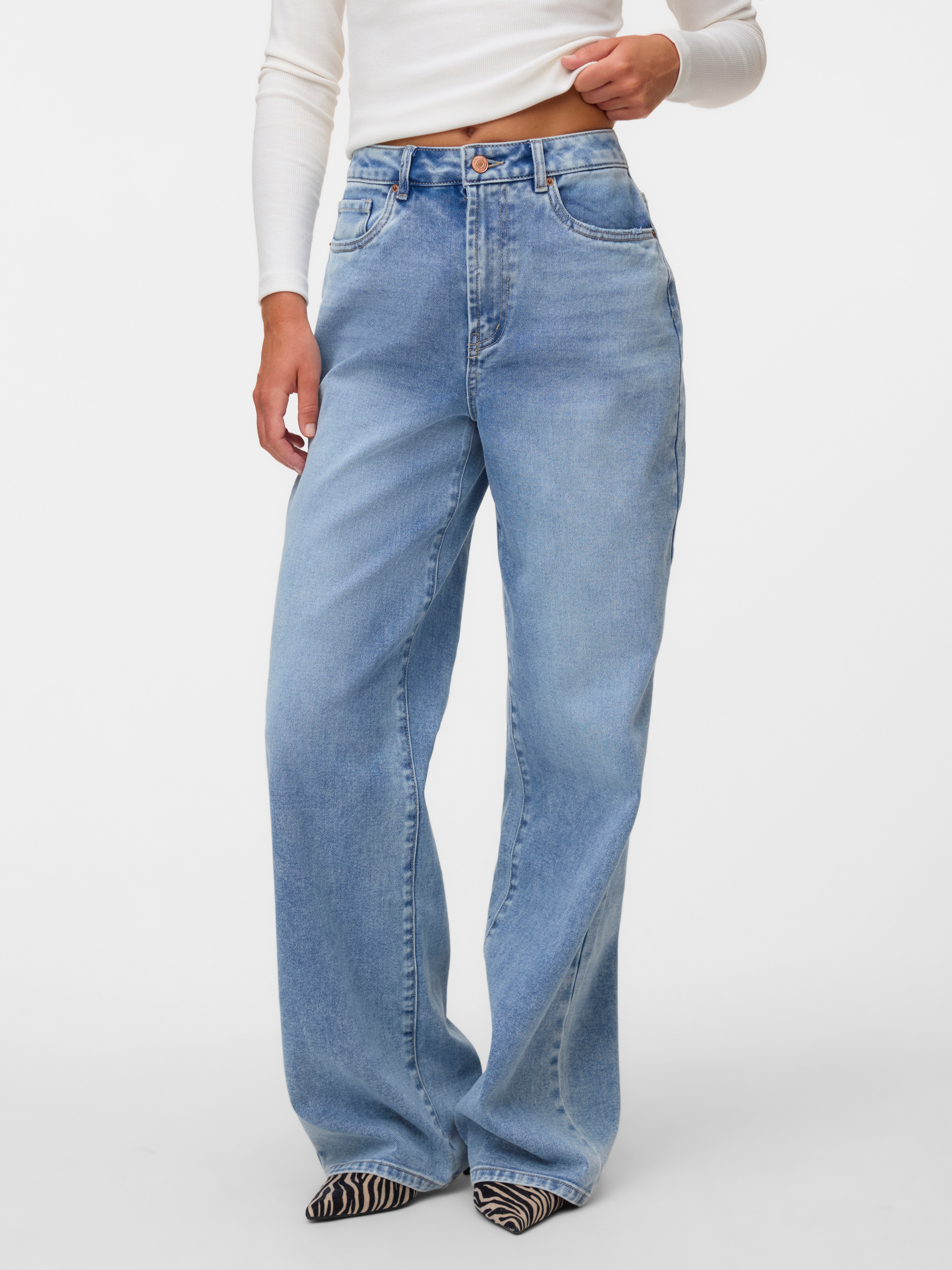 VMSUNNY Super high rise Wide Leg Fit Jeans - Light Blue Denim