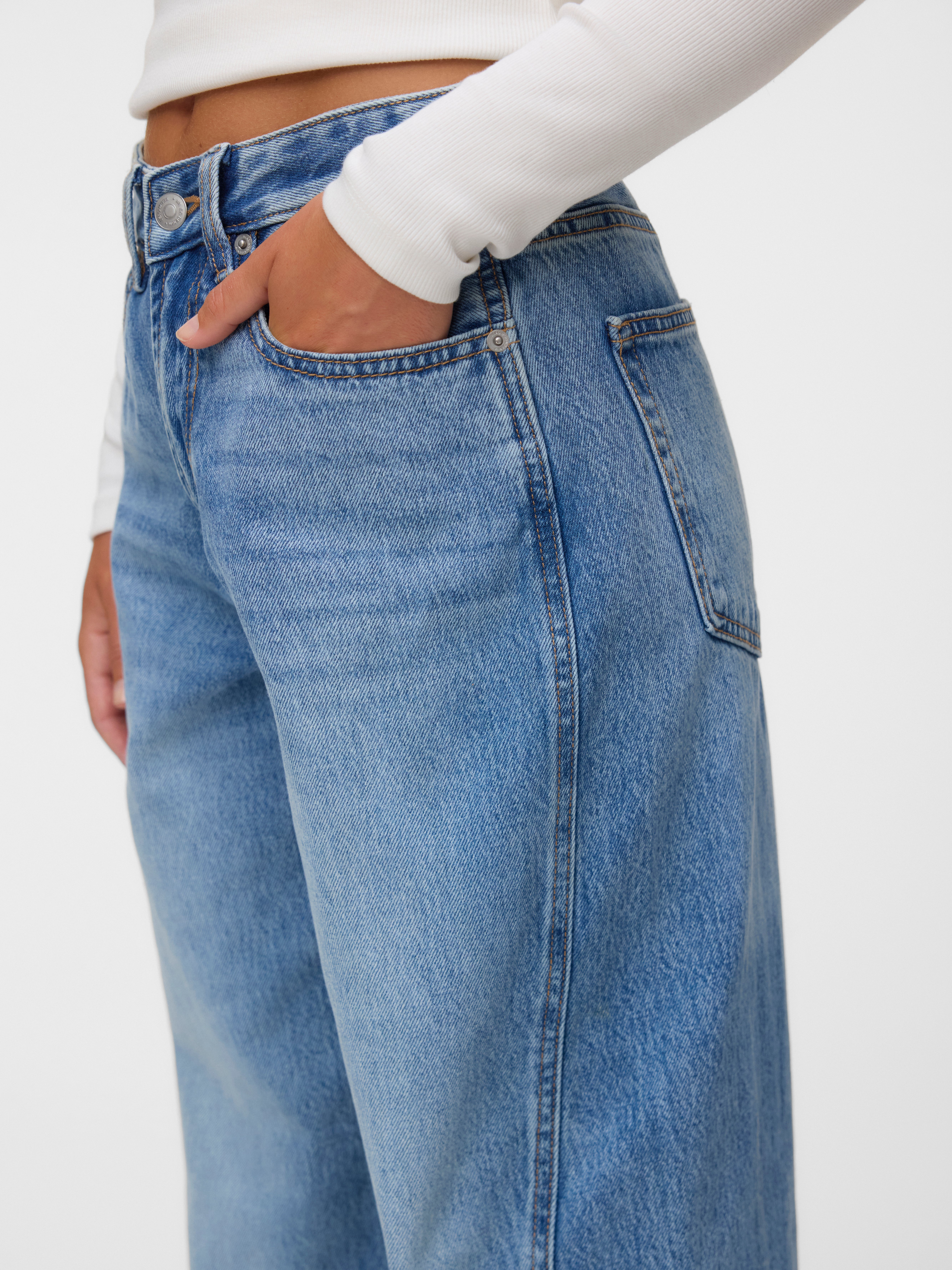 VMZOE Mid rise Barrel Fit Jeans - Medium Blue Denim