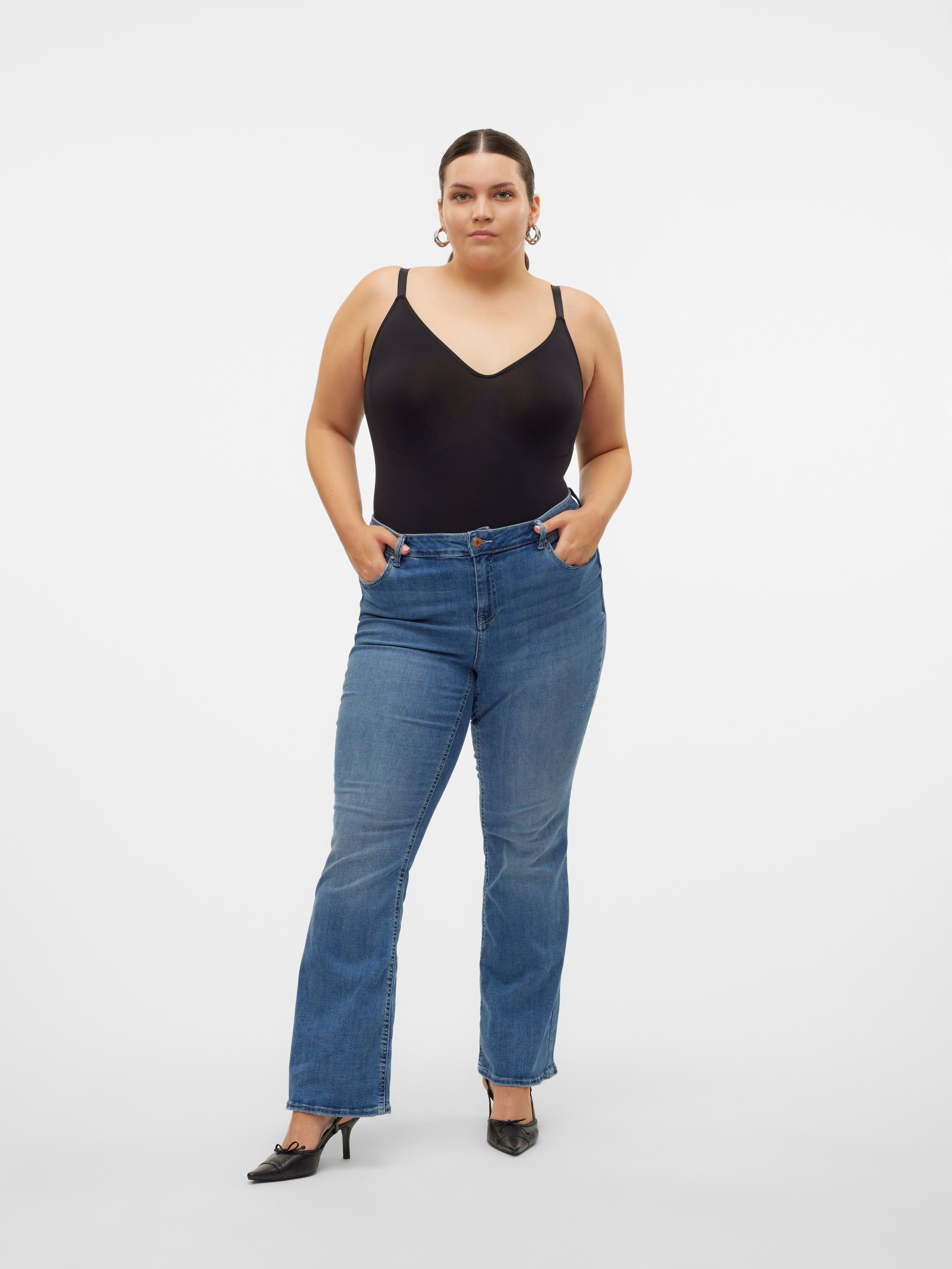 VMCFLASH Mid rise Flared Fit Jeans - Medium Blue Denim