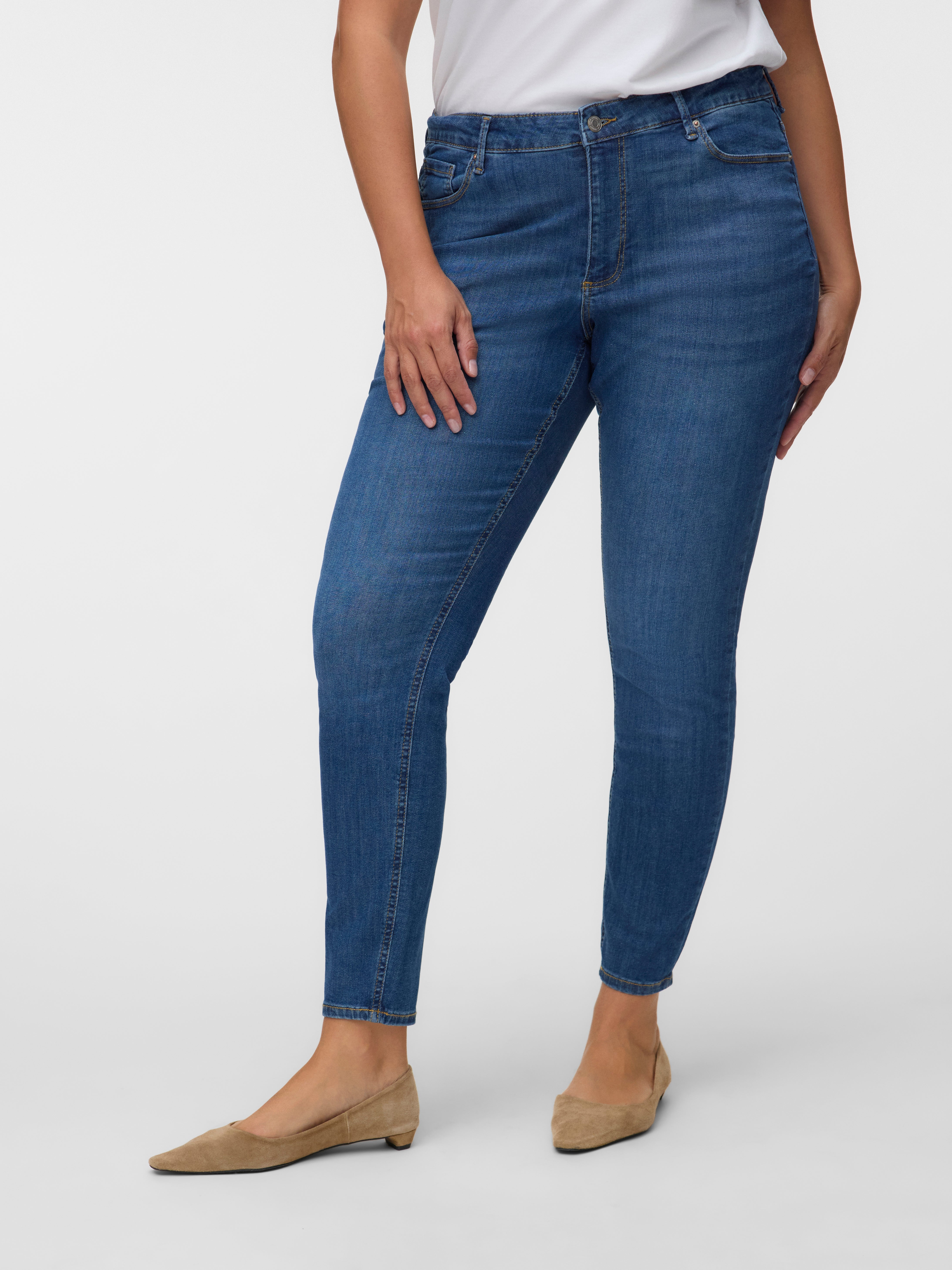VMCSOFINA Mid rise Skinny Fit Jeans - Medium Blue Denim