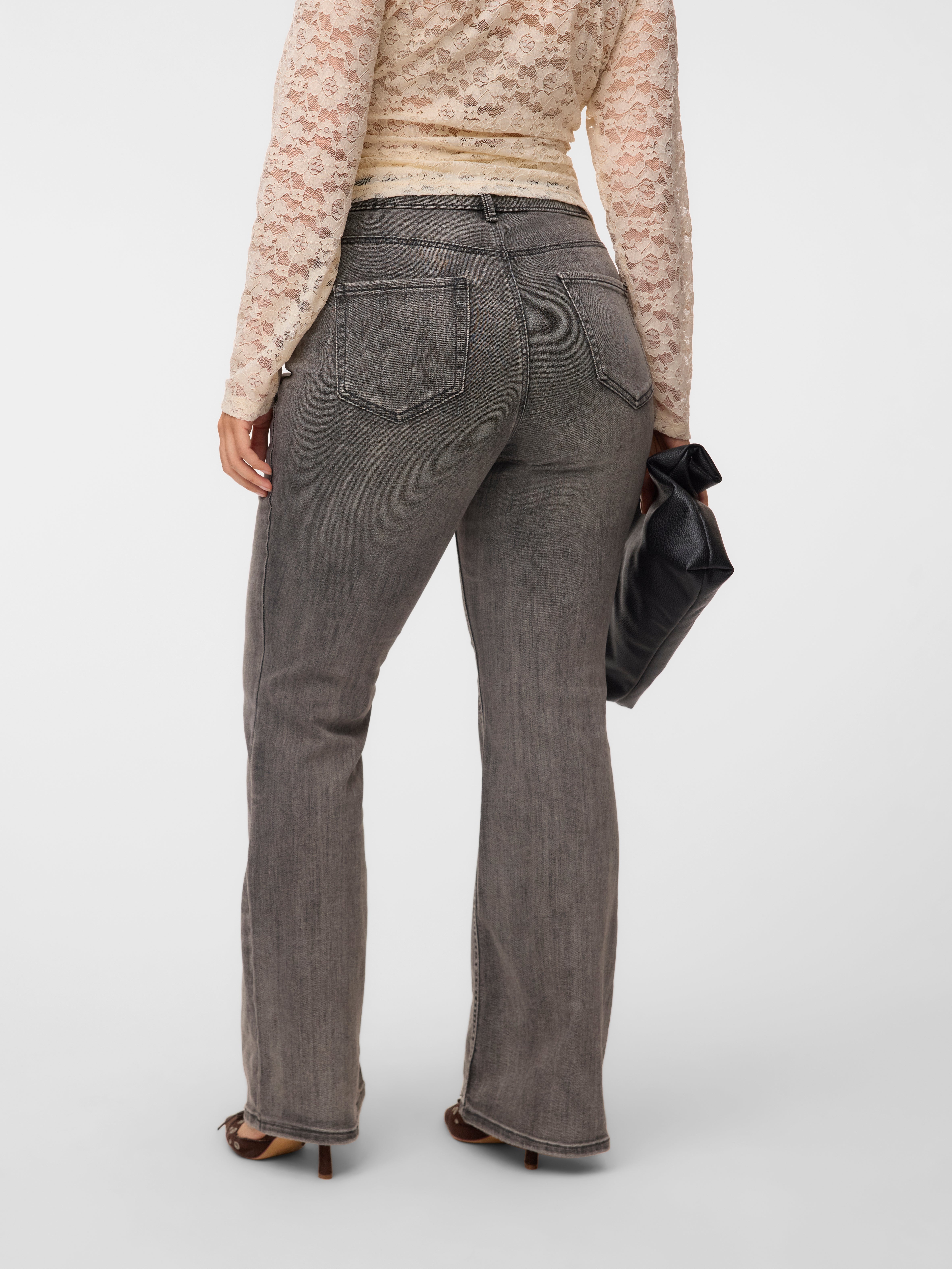 VMCFLASH Mid rise Flared Fit Jeans - Medium Grey Denim