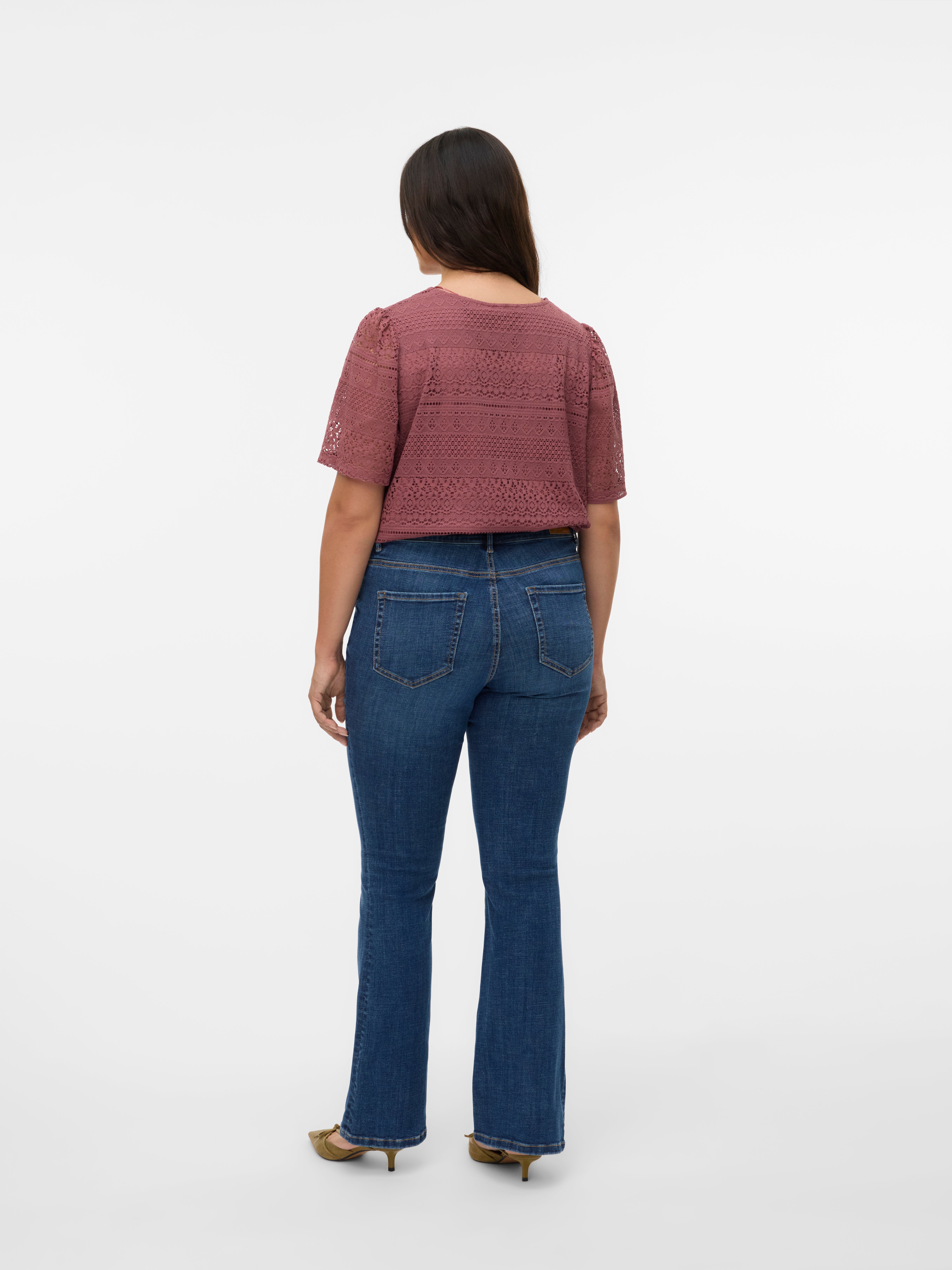 VMCFLASH Mid rise Flared Fit Jeans - Dark Blue Denim