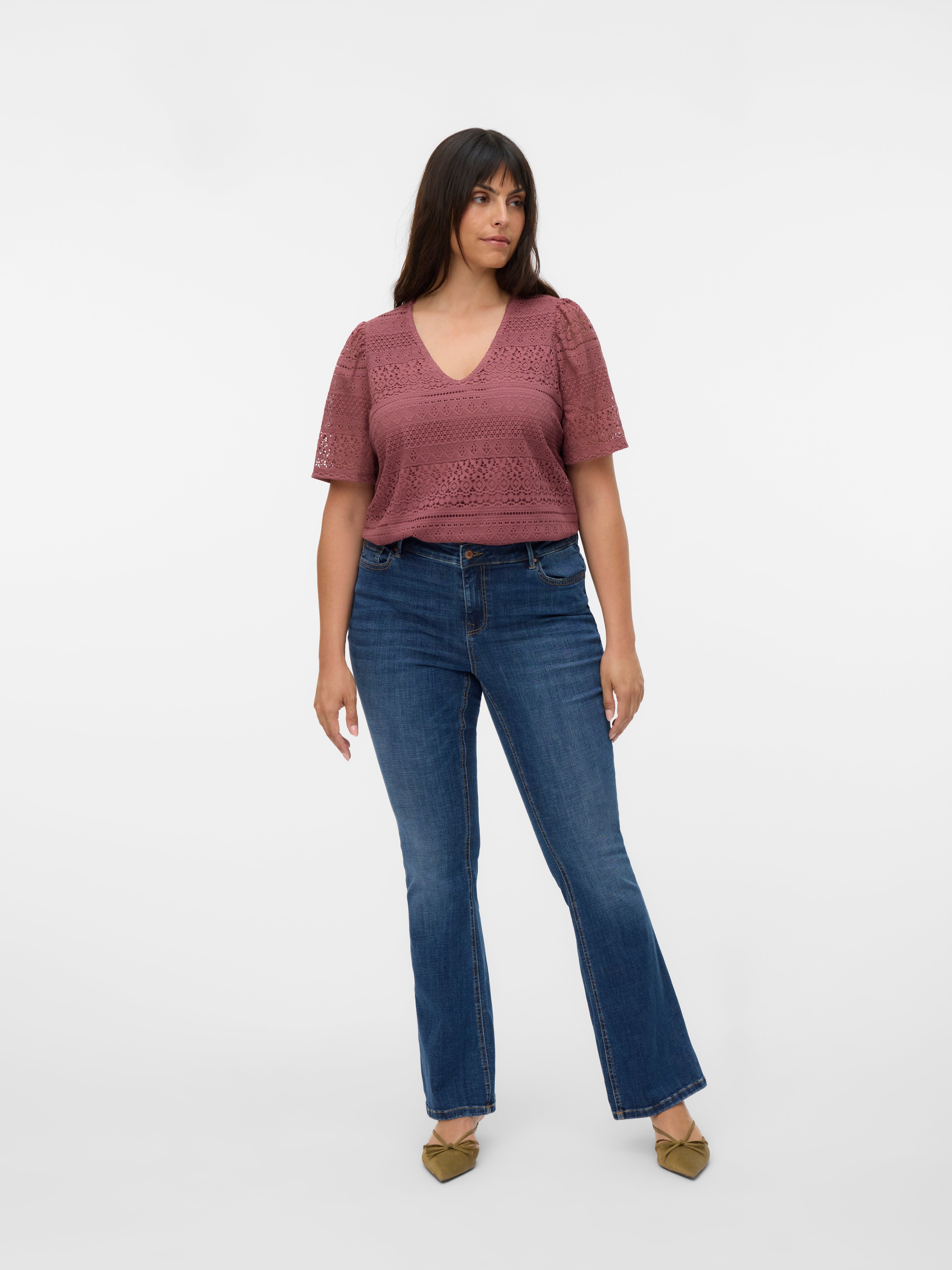 VMCFLASH Mid rise Flared Fit Jeans - Dark Blue Denim