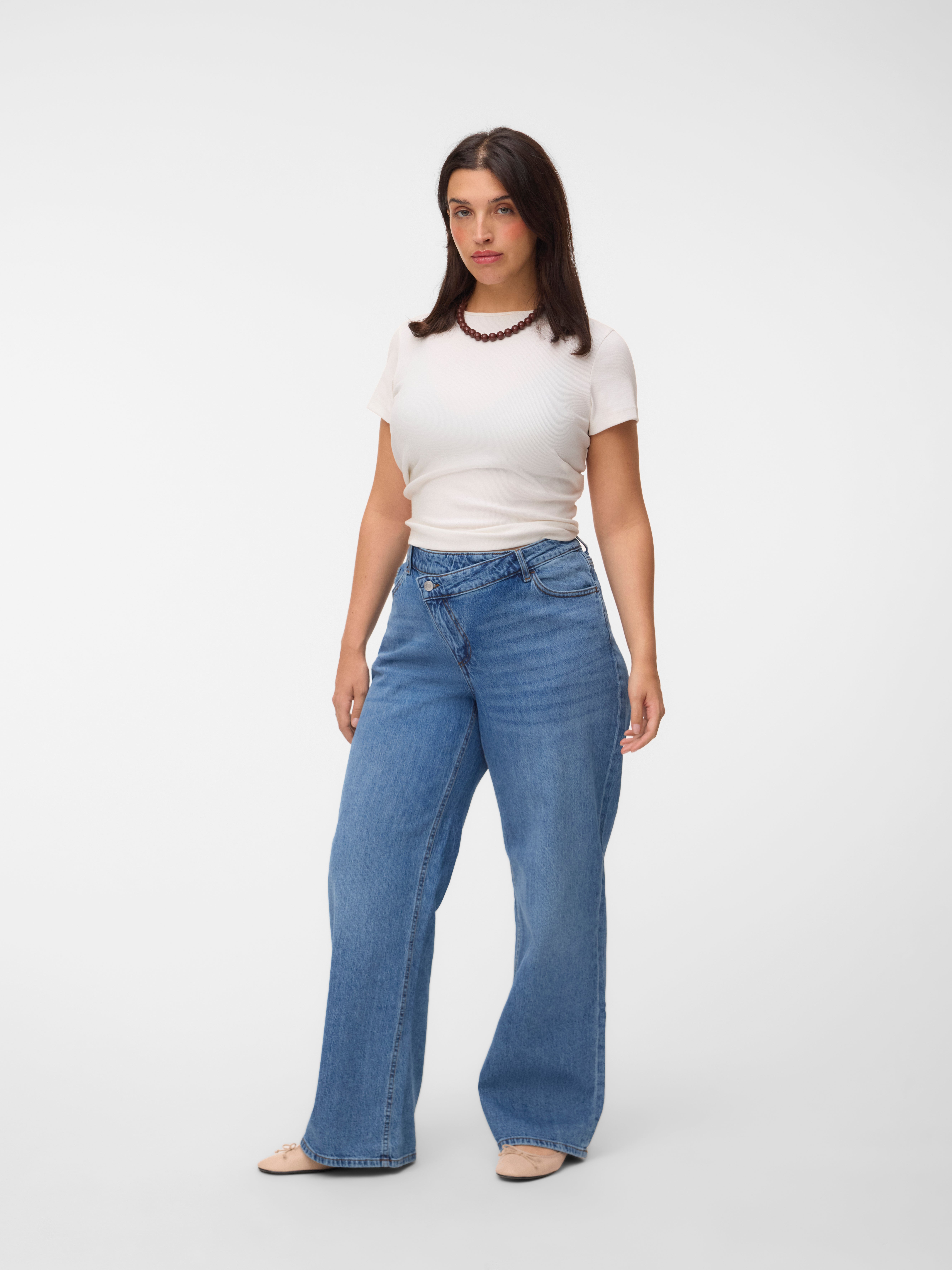 VMCTESSA High rise Wide Leg Fit Jeans - Medium Blue Denim