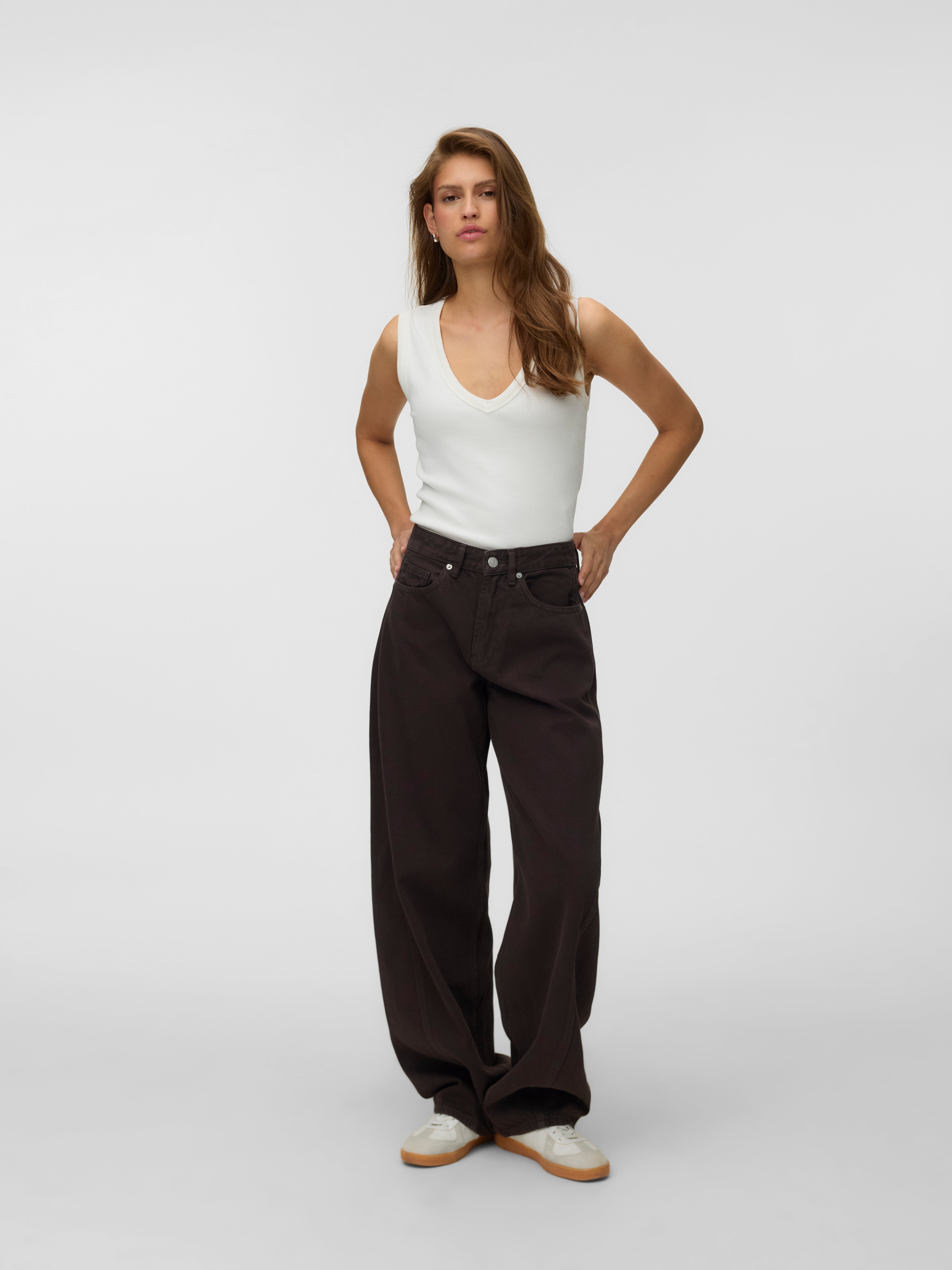 VMZOE Mid rise Barrel Fit Jeans - Chocolate Torte