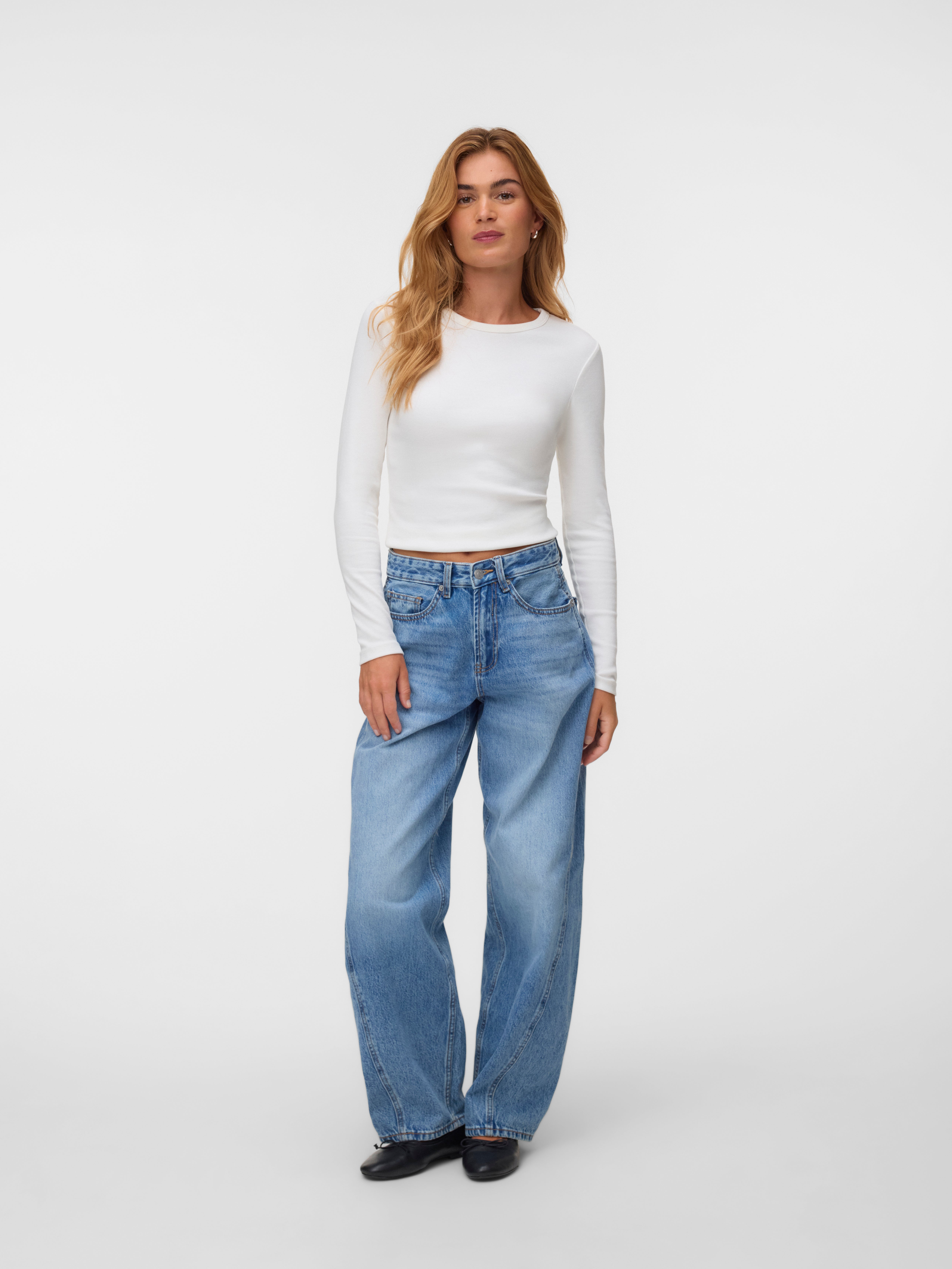 VMZOE Mid rise Barrel Fit Jeans - Medium Blue Denim