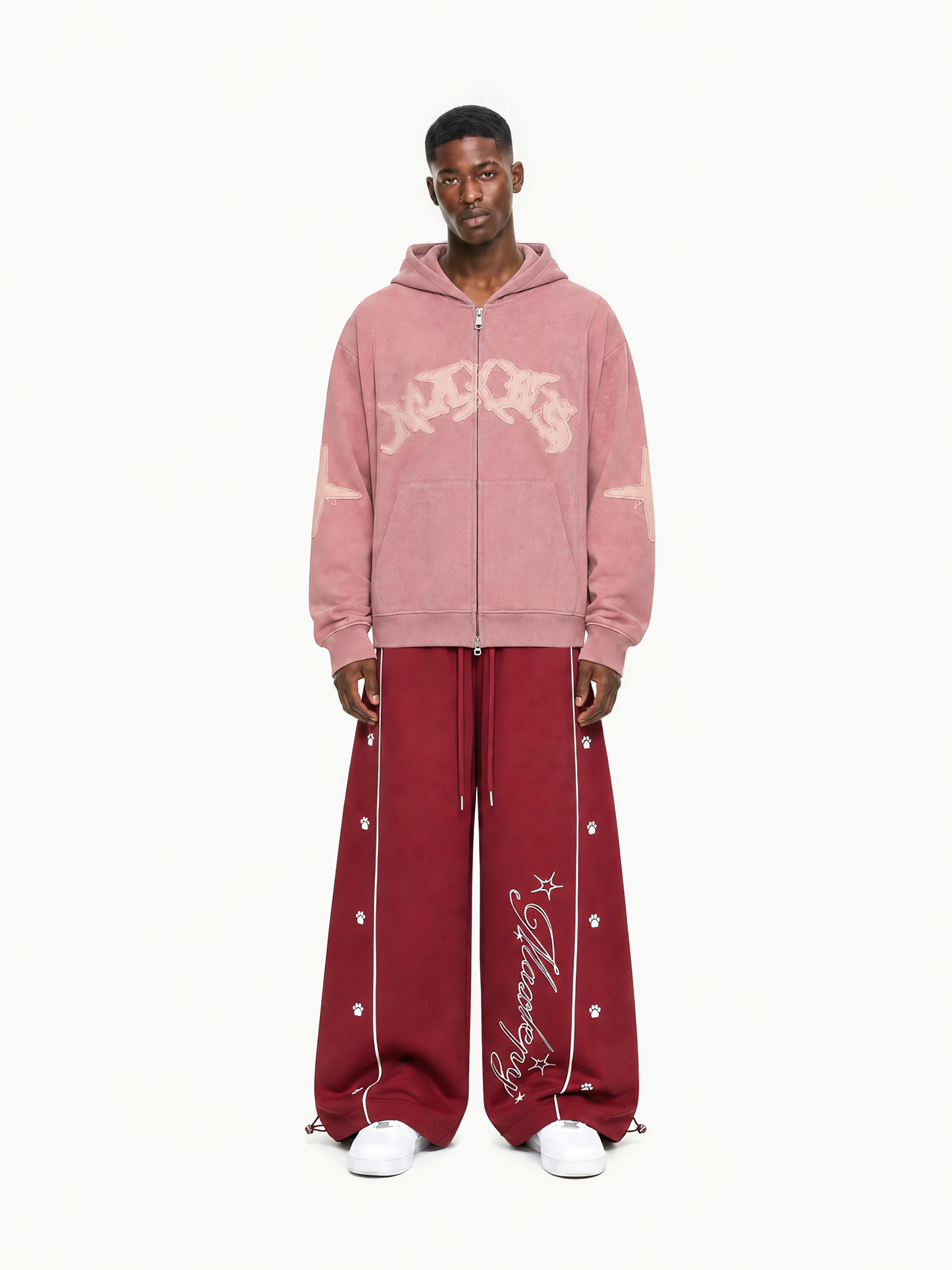 OYL-Lab Paw & Star Print Curved Balloon‑Leg Sweatpants