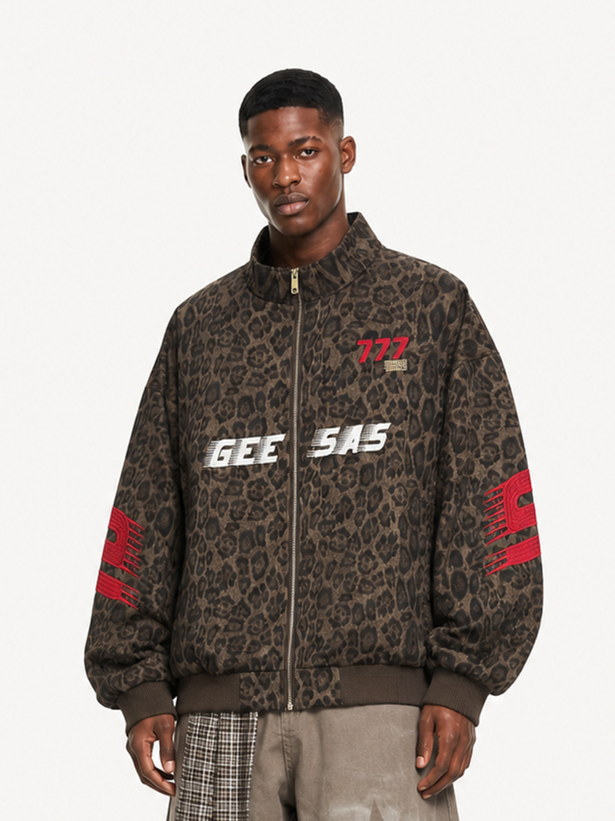 OYL-Lab Oversized Leopard Print Bomber Jacket