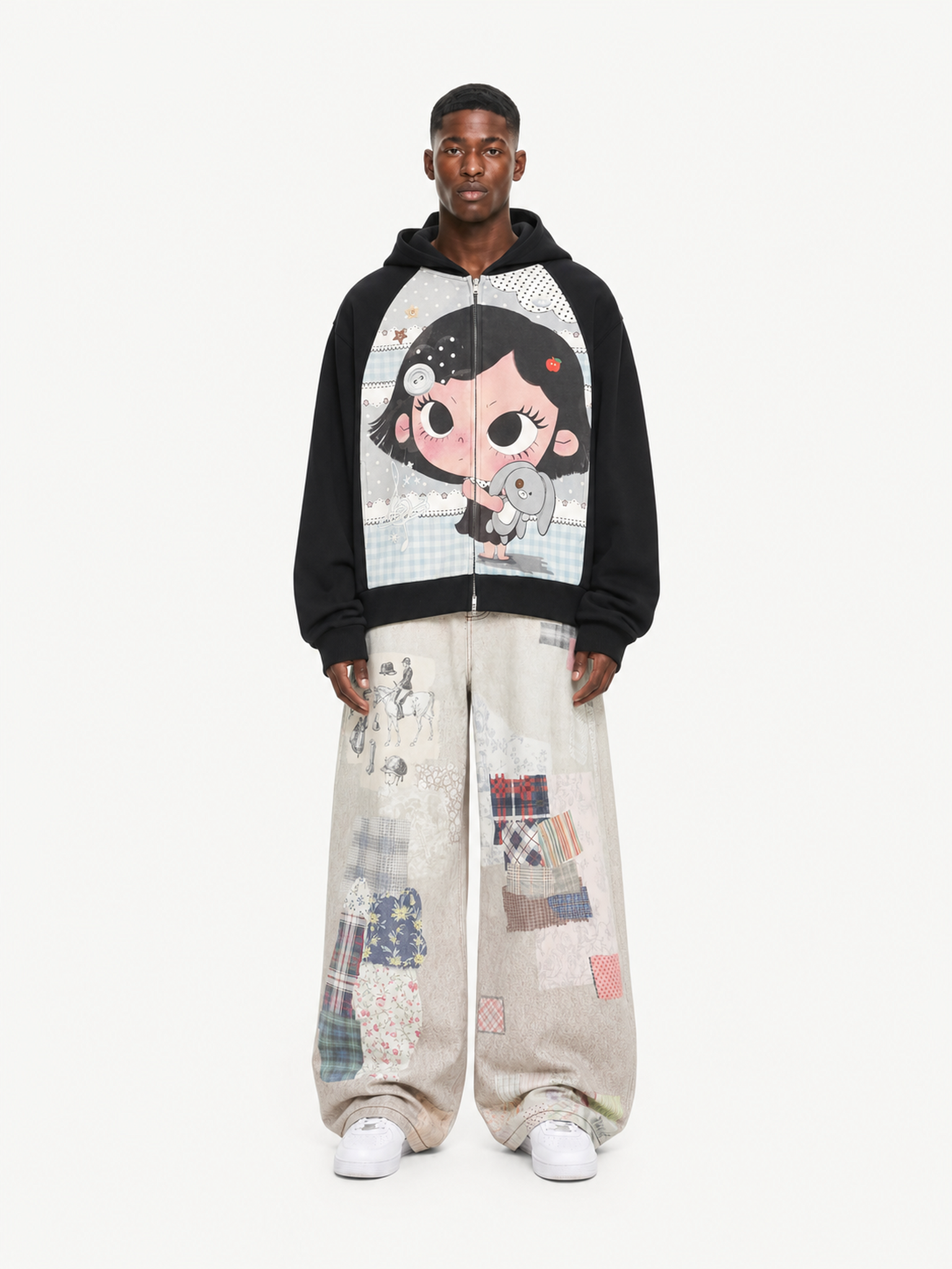OYL-Lab Cartoon Graphic Zip Up Hoodie