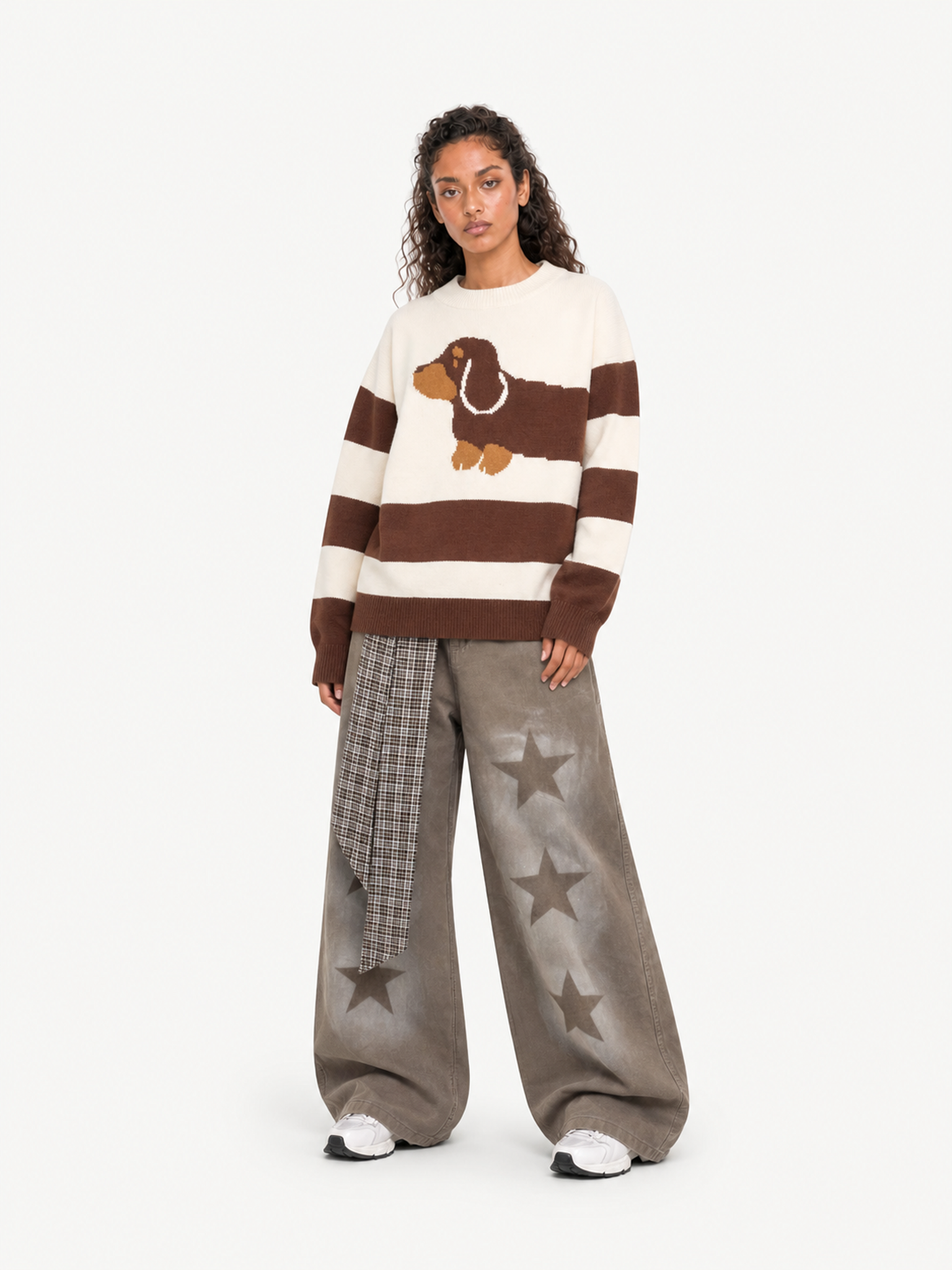 OYL-Lab Dachshund Jacquard Stripe Sweater