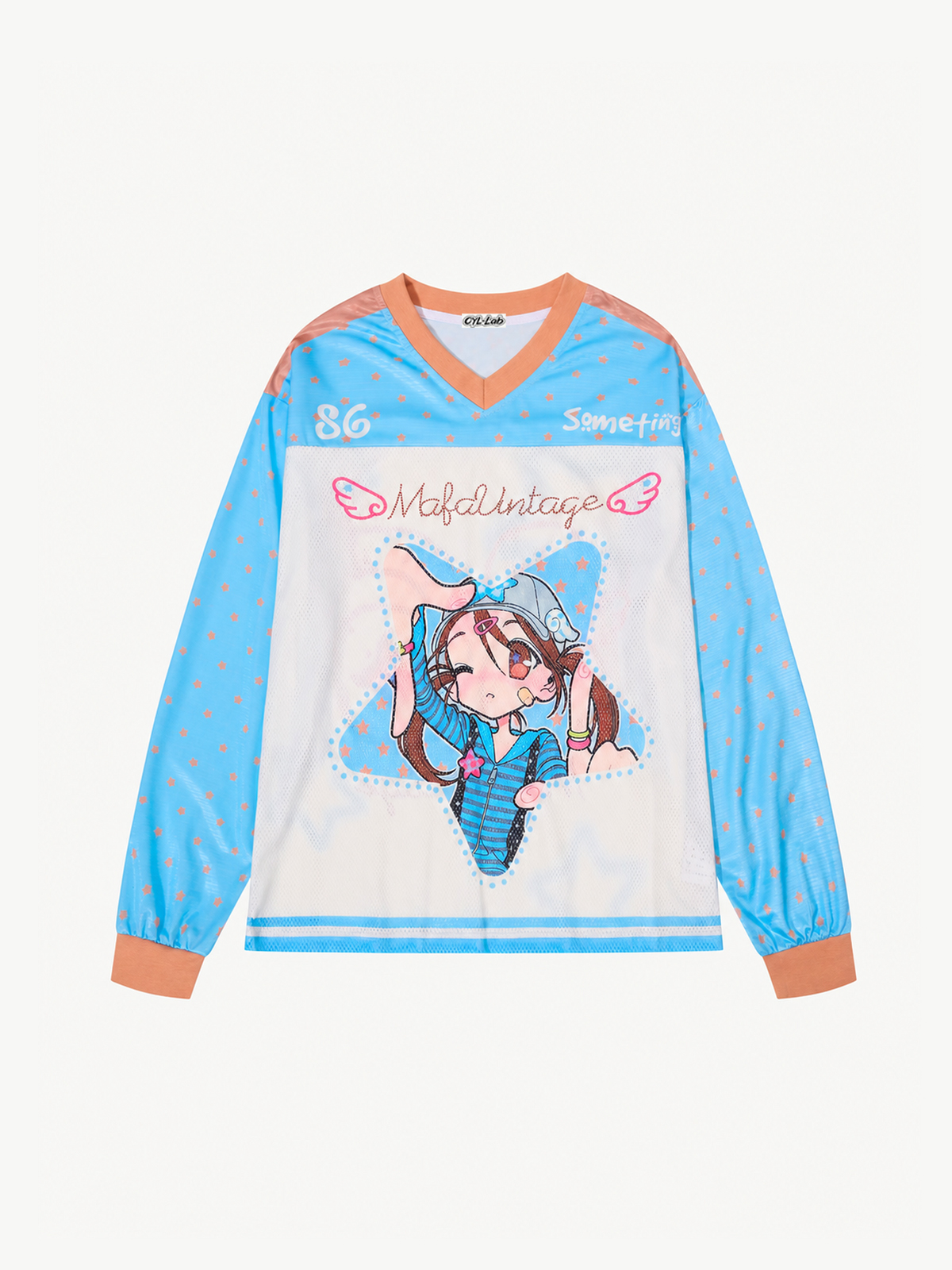 OYL-Lab Anime Girl Graphic Jersey Long Sleeve Tee