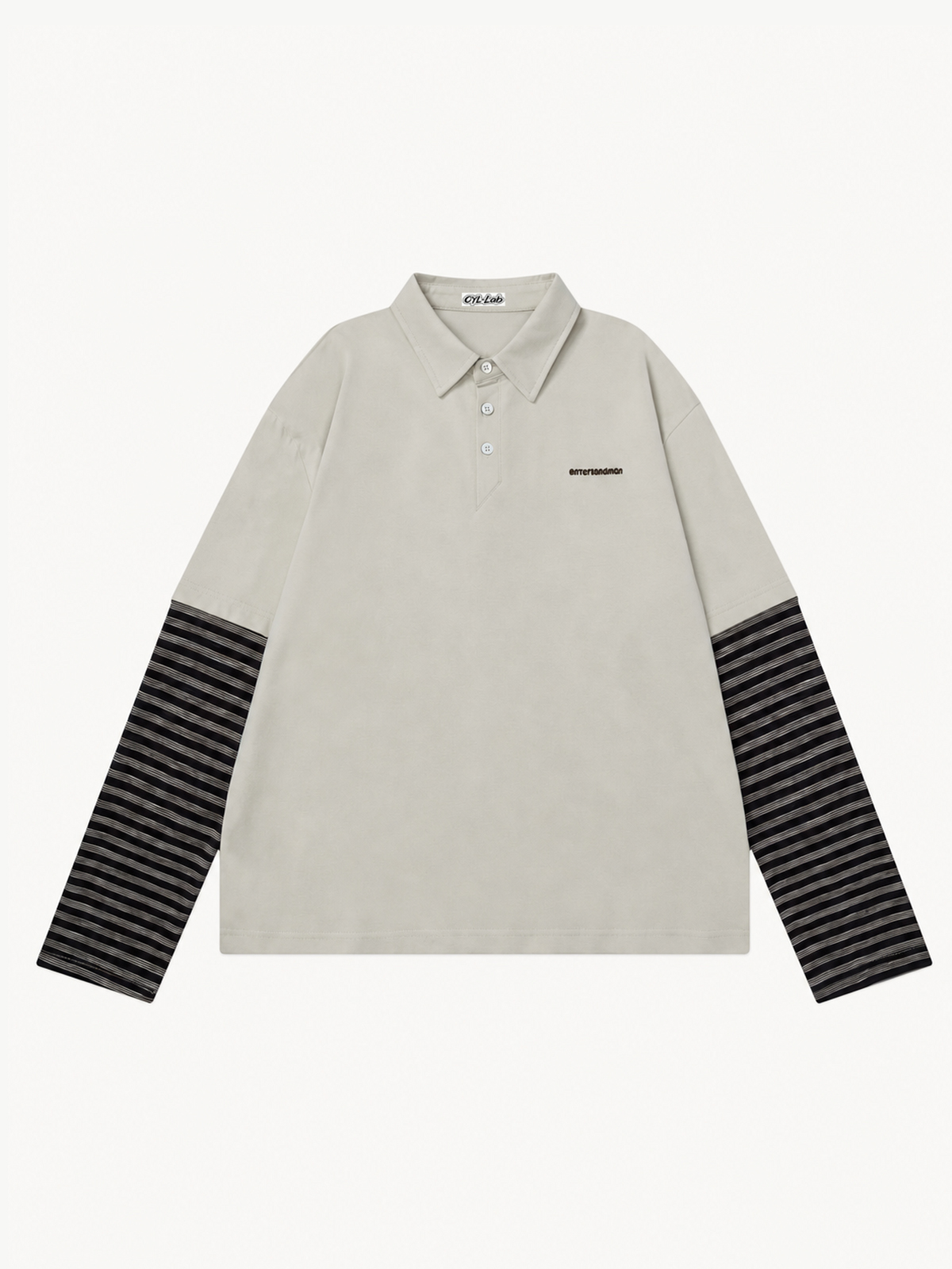 OYL-Lab Striped Layered Polo Long Sleeve Tee