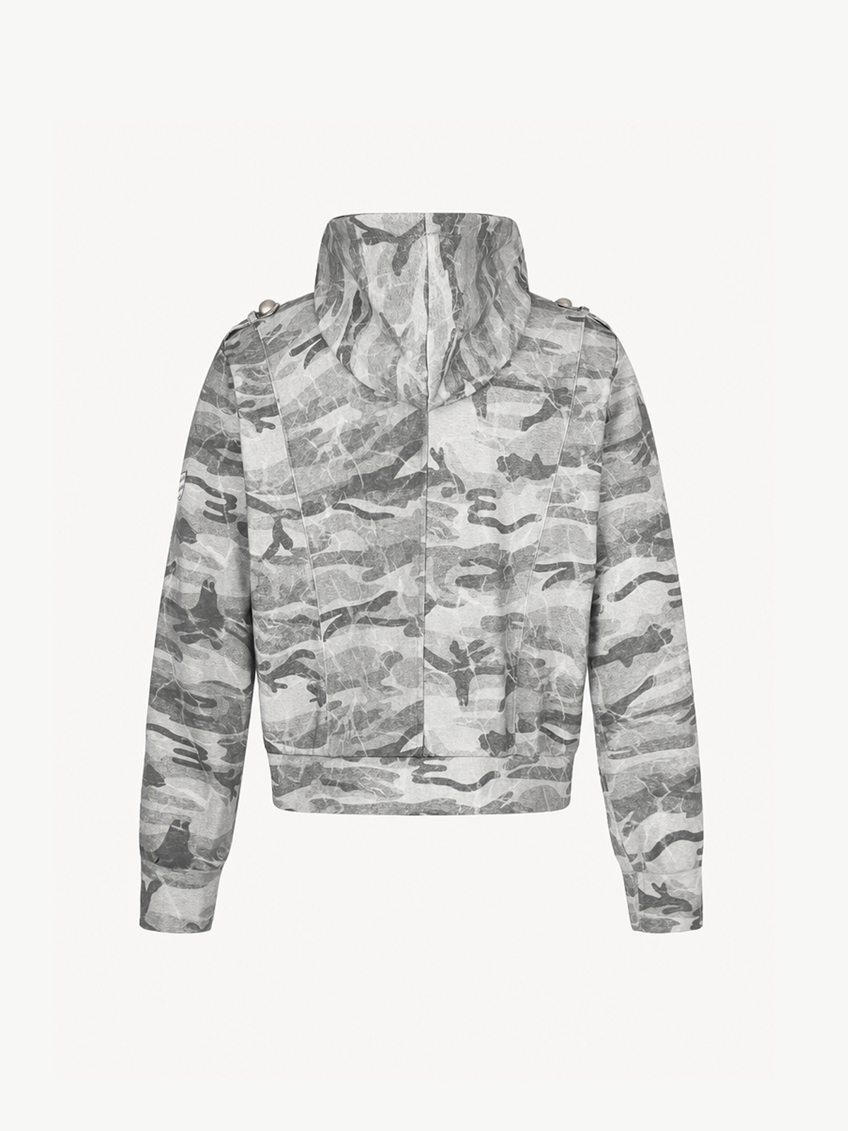 OYL-Lab Military Camo Epaulet Cropped Zip Hoodie