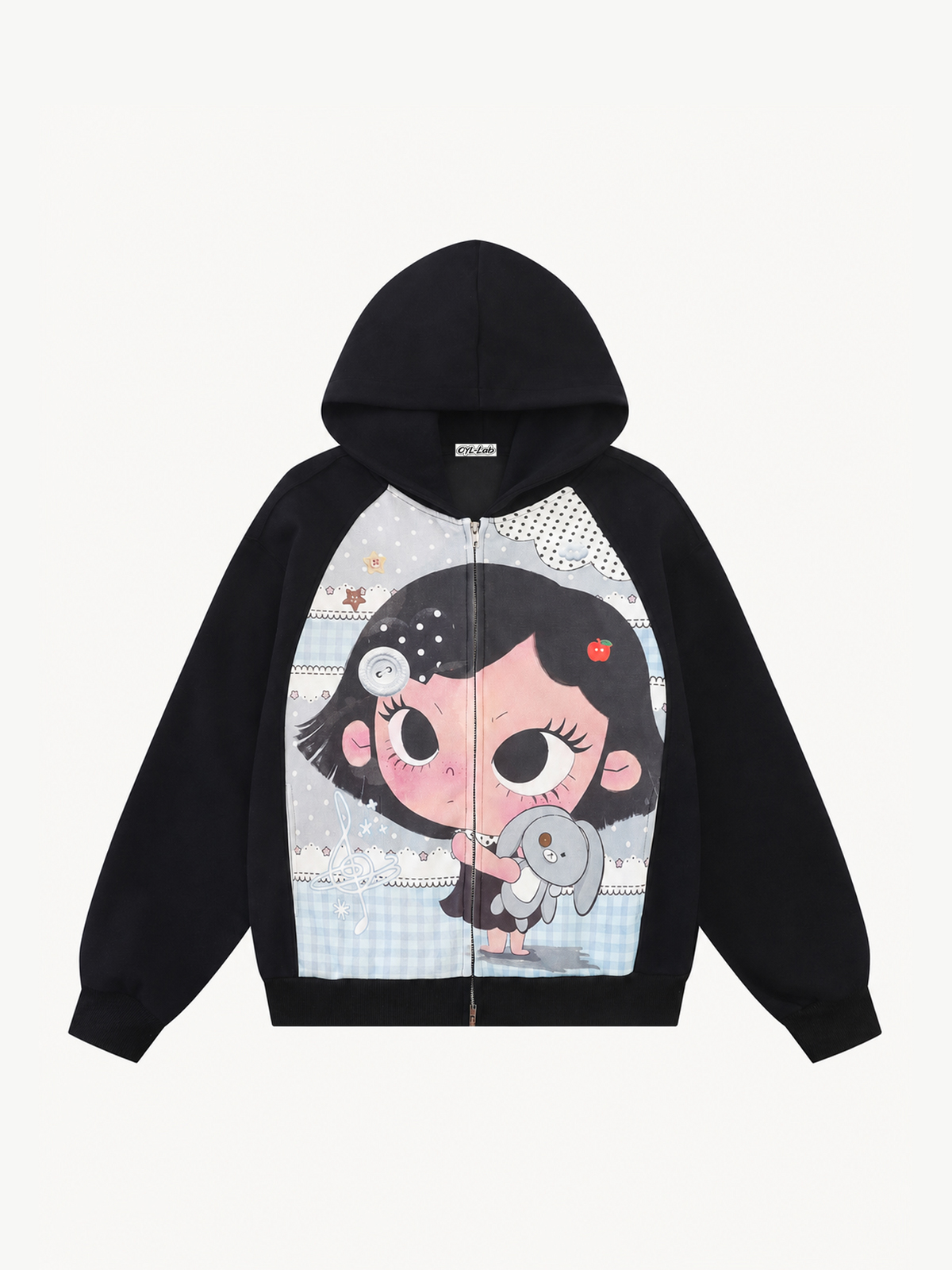 OYL-Lab Cartoon Graphic Zip Up Hoodie