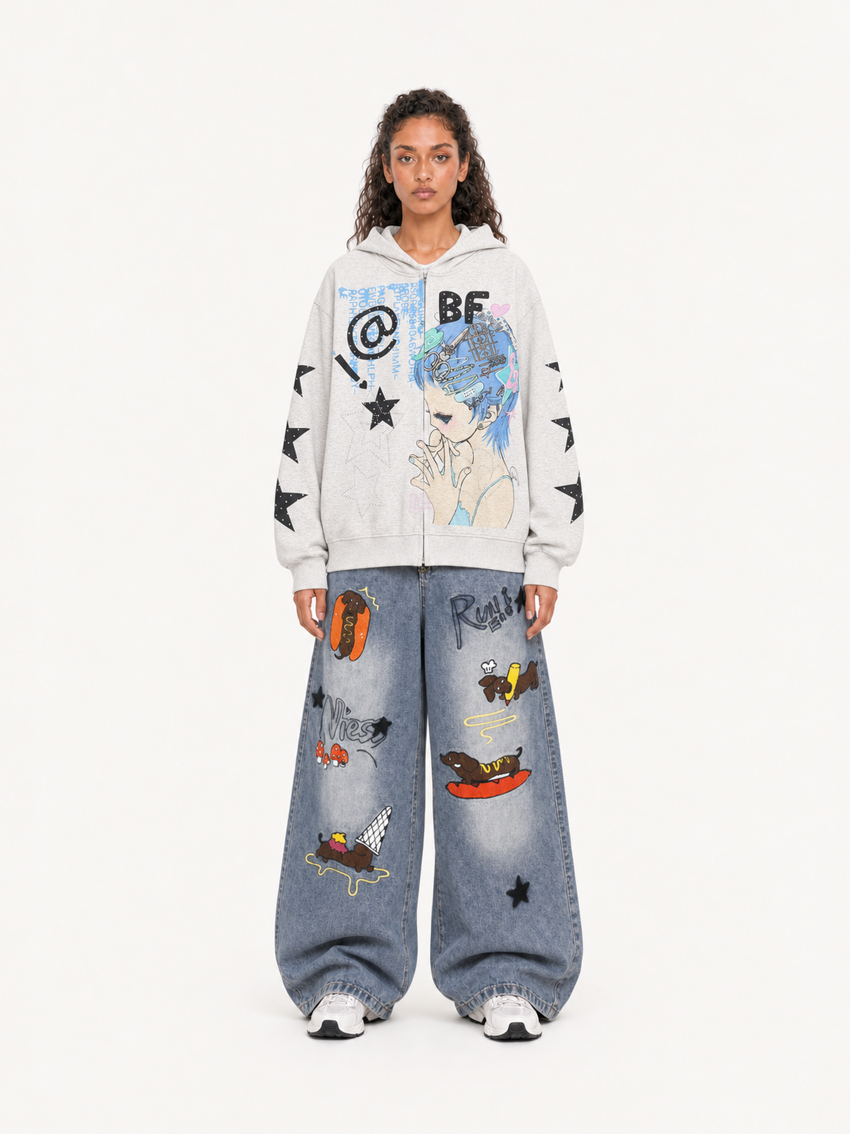 [Copy]OYL-Lab Cartoon Graphic Zip Up Hoodie