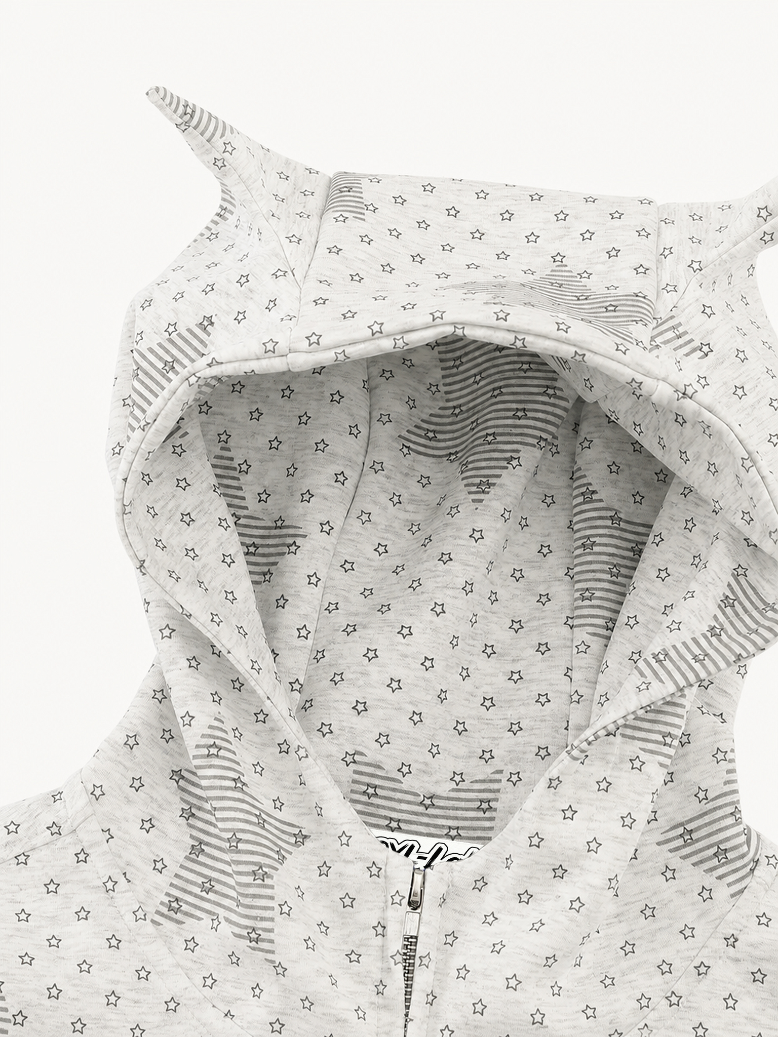OYL-Lab Star Print  Embroidery Zip Up Hoodie